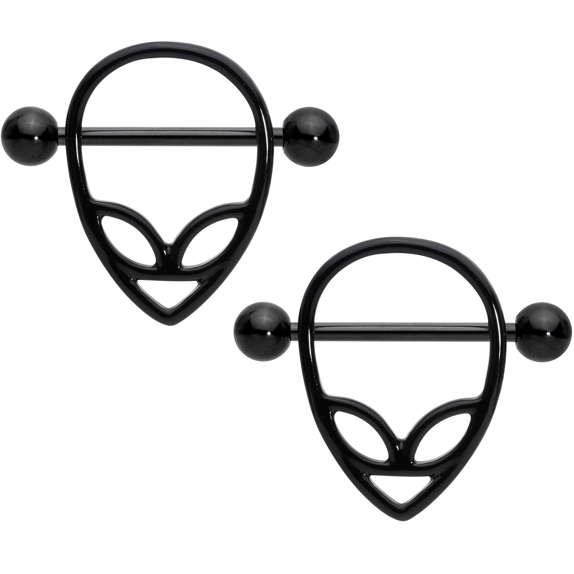 14G 3/4 Black UFO Alien Nipple Shield Set