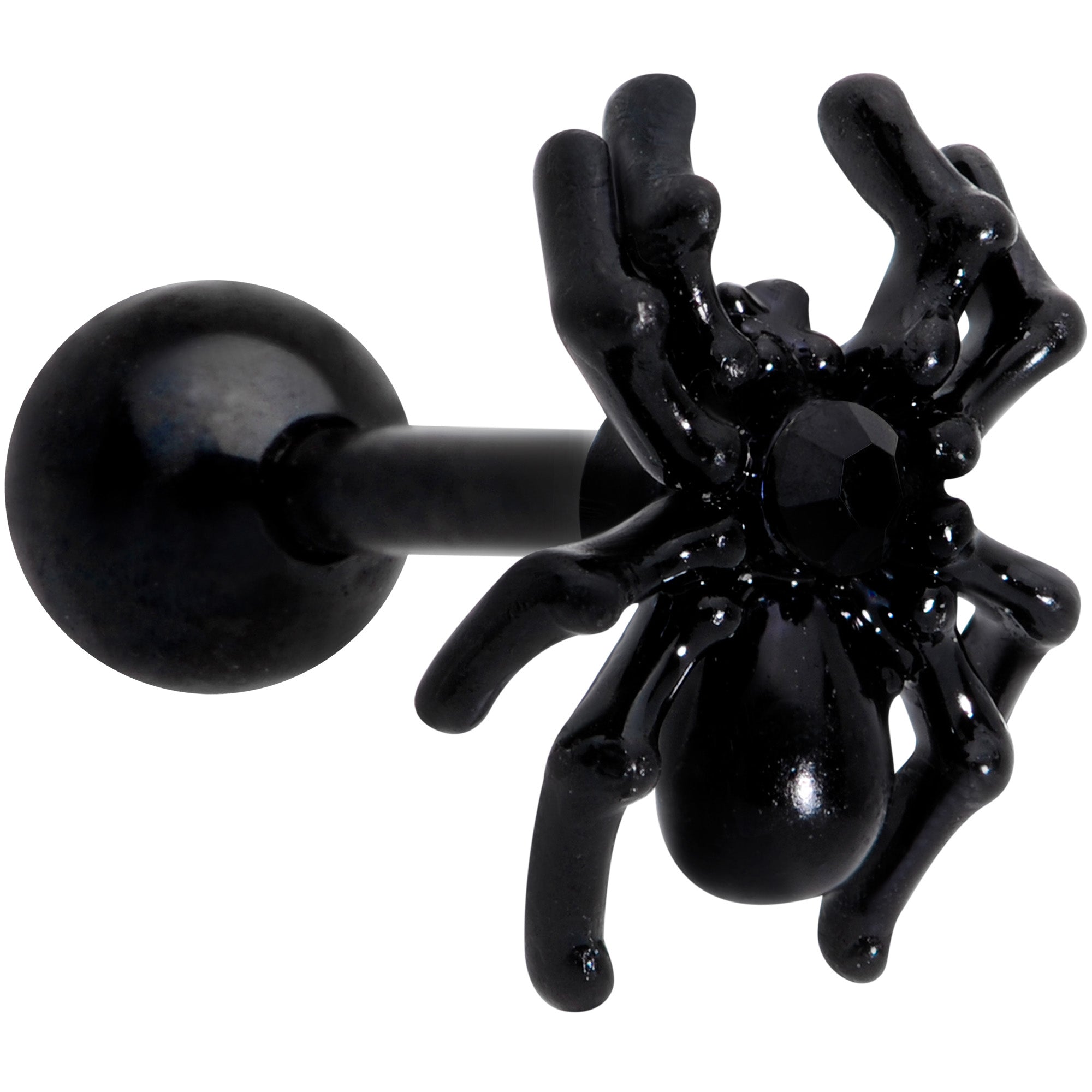 16G 5/16 Black Spooky Halloween Spider Cartilage Earring
