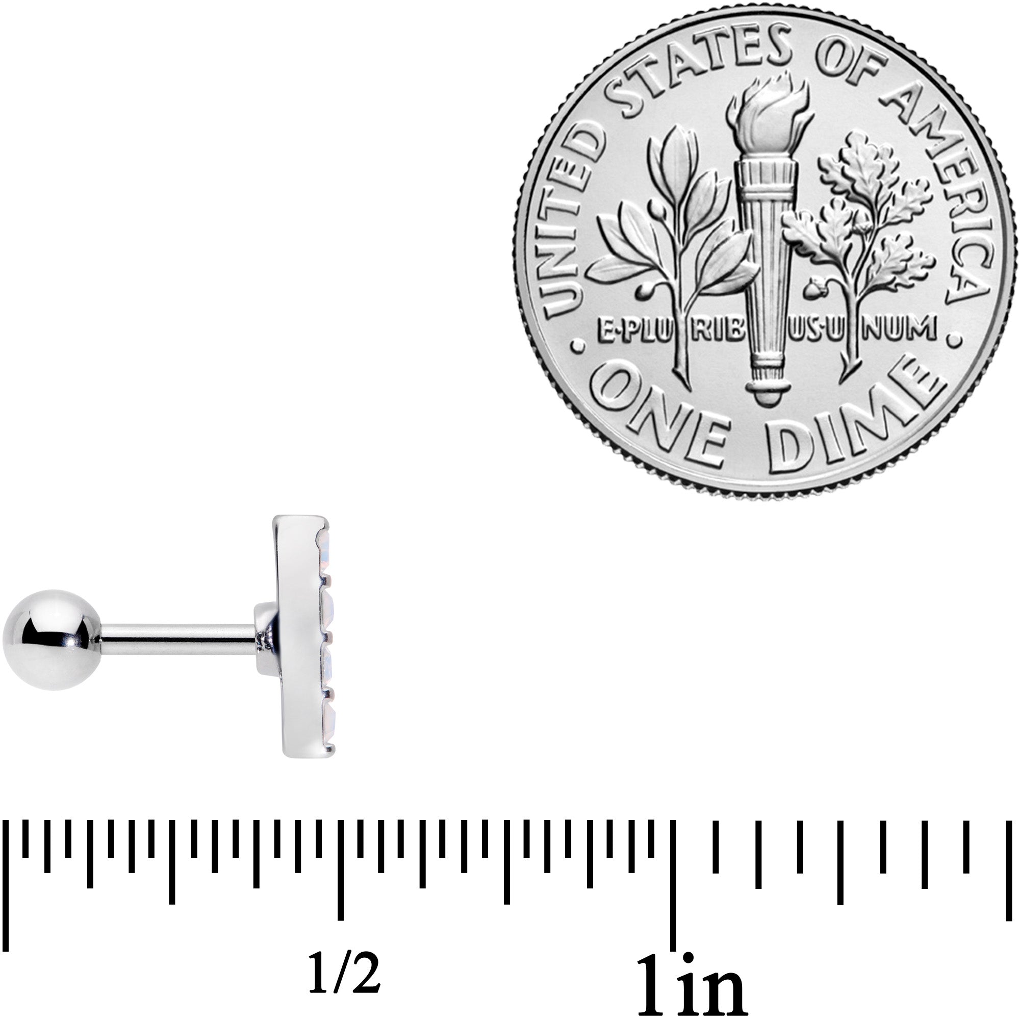 16G 5/16 White Faux Opal Quartet Cartilage Tragus Earring