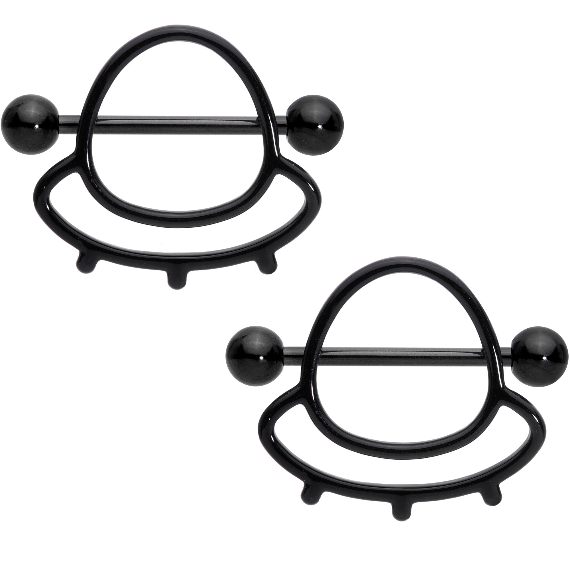 14G 13/16 Black Outer Space UFO Nipple Shield Set