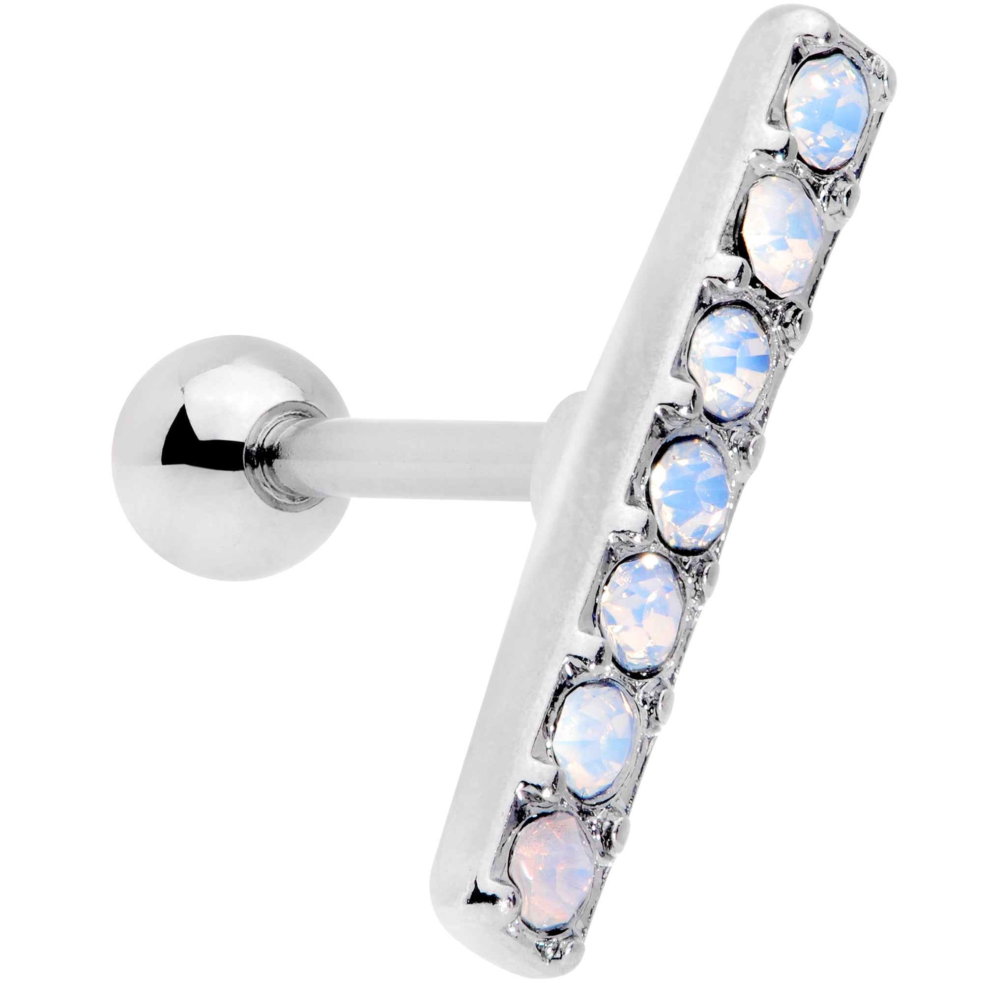 16G 5/16 White Faux Opal Strip Cartilage Tragus Earring