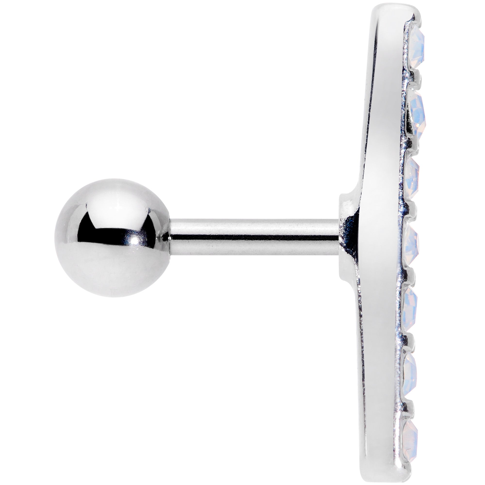 16G 5/16 White Faux Opal Strip Cartilage Tragus Earring