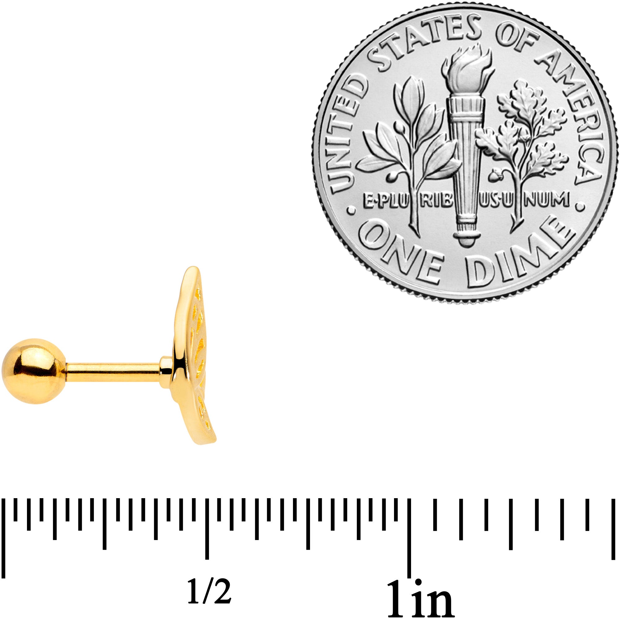 16G 5/16 Clear CZ Gem Gold Tone Bow Cartilage Tragus Set of 3