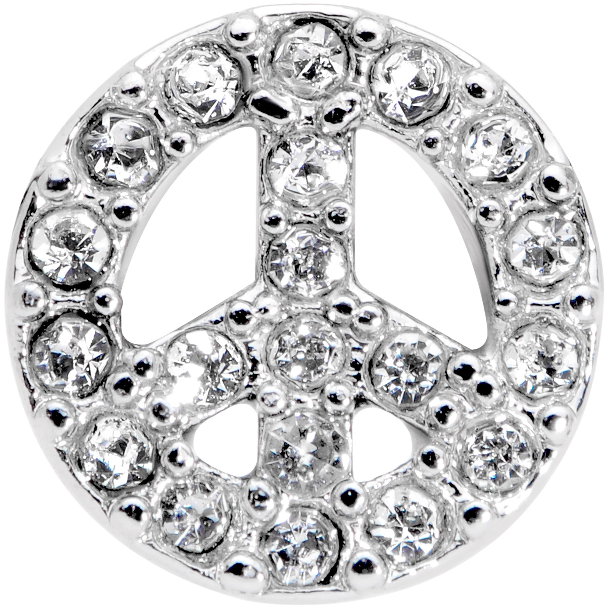 16G 3/8 Clear Gem Retro Peace Sign Labret Monroe Tragus