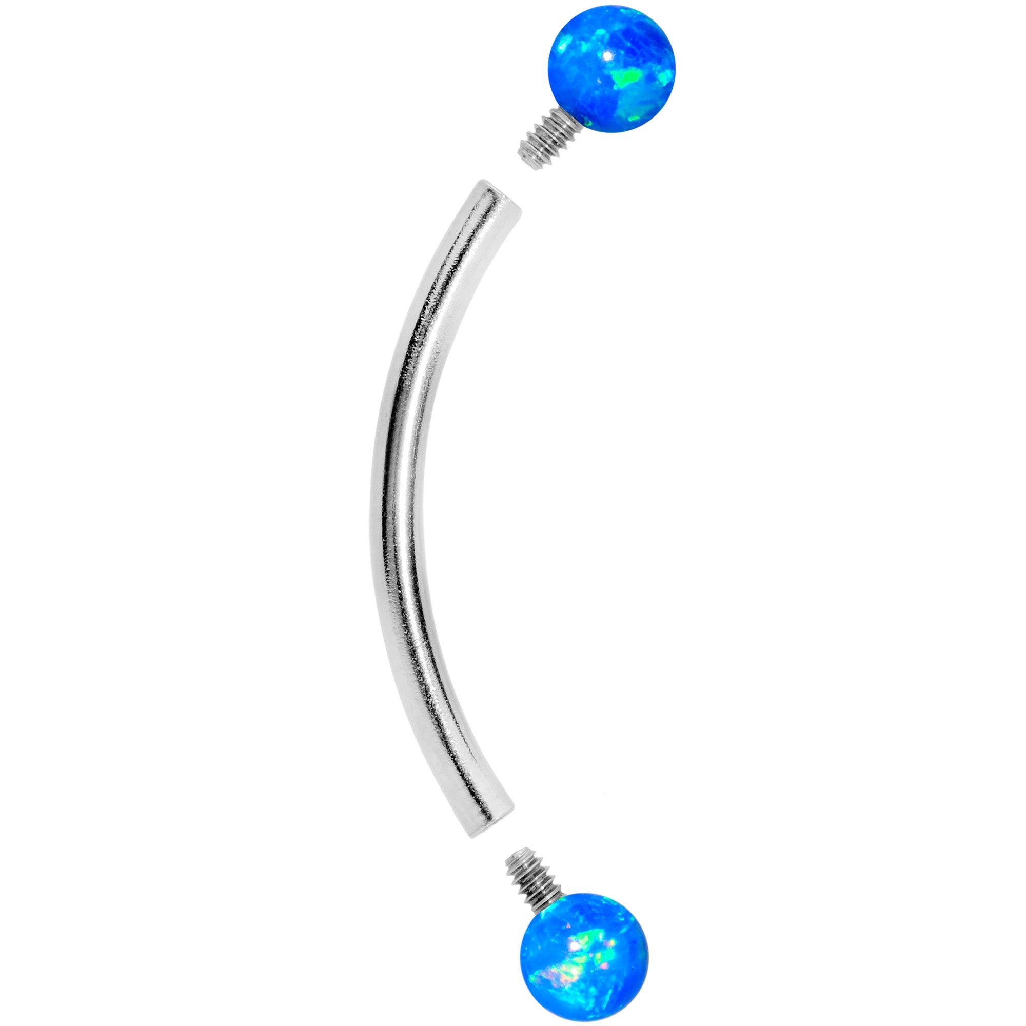 16G 9/16 3mm Blue Synthetic Opal Curved Barbell