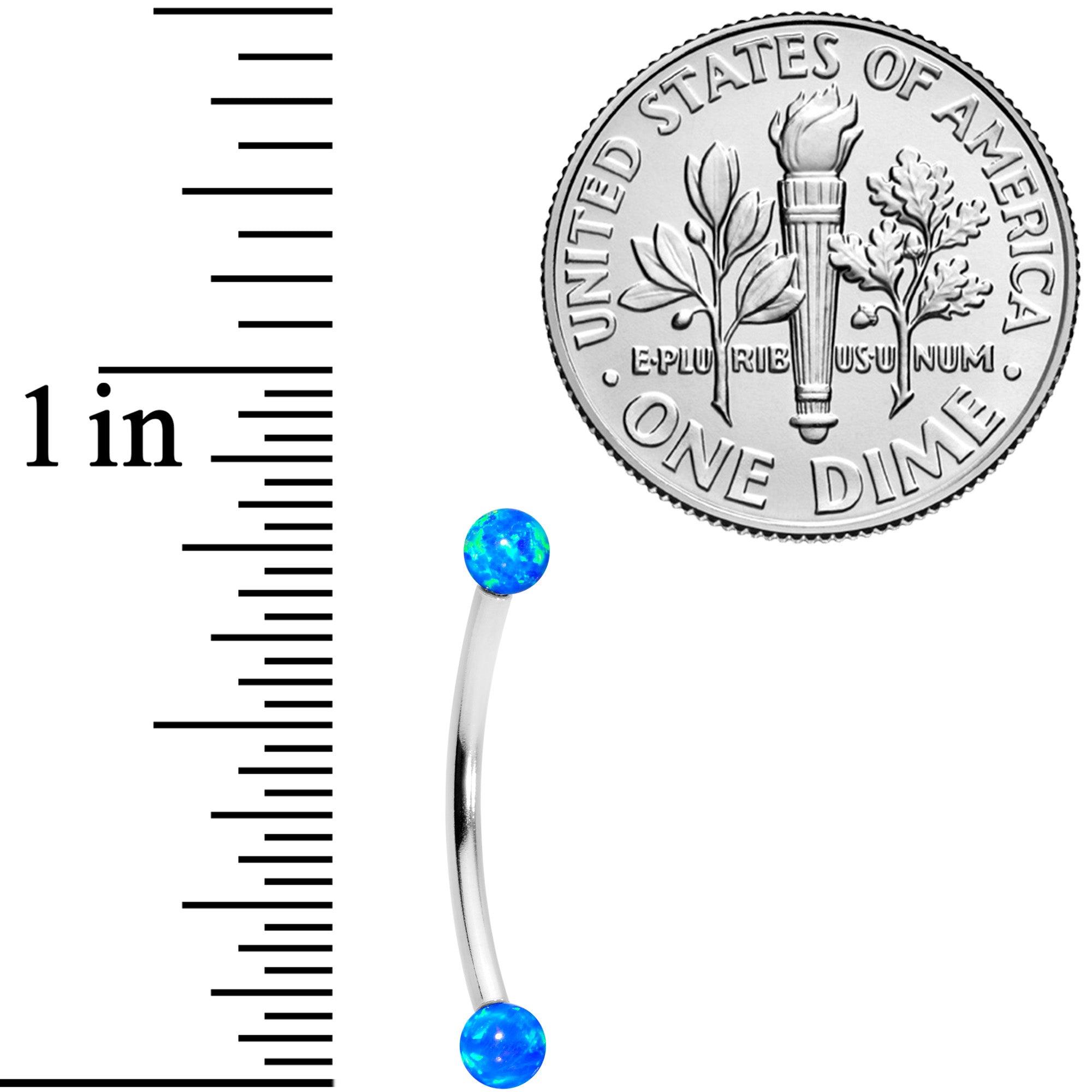 16G 9/16 3mm Blue Synthetic Opal Curved Barbell