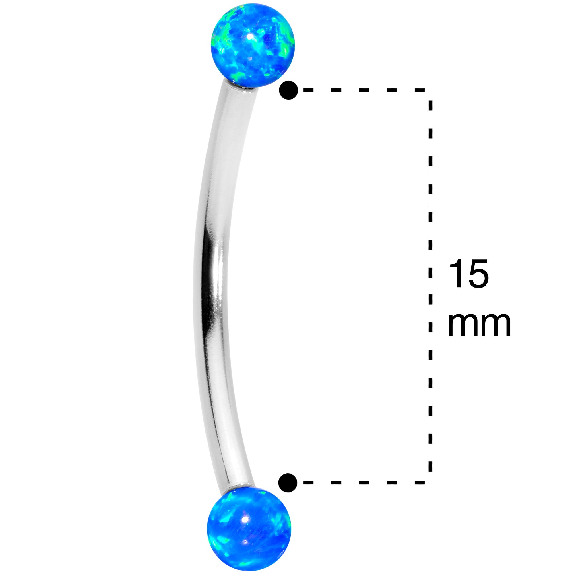 16G 9/16 3mm Blue Synthetic Opal Curved Barbell