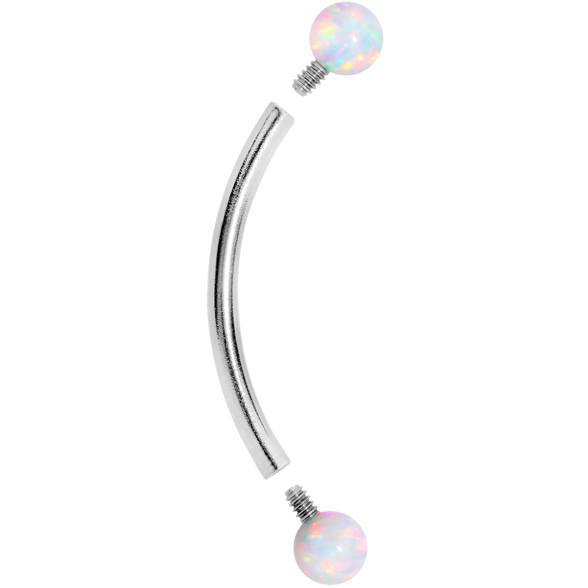 16G 9/16 3mm White Synthetic Opal Curved Barbell