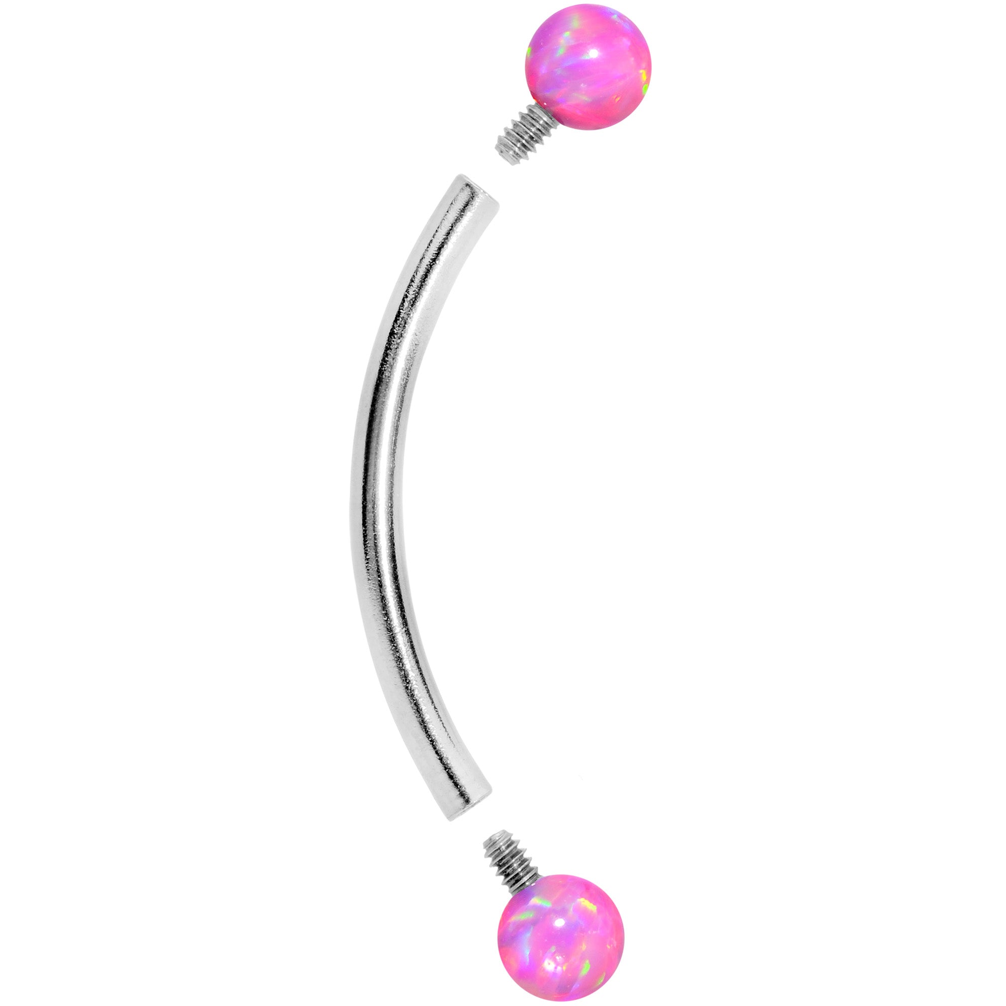 16G 9/16 3mm Pink Synthetic Opal Curved Barbell