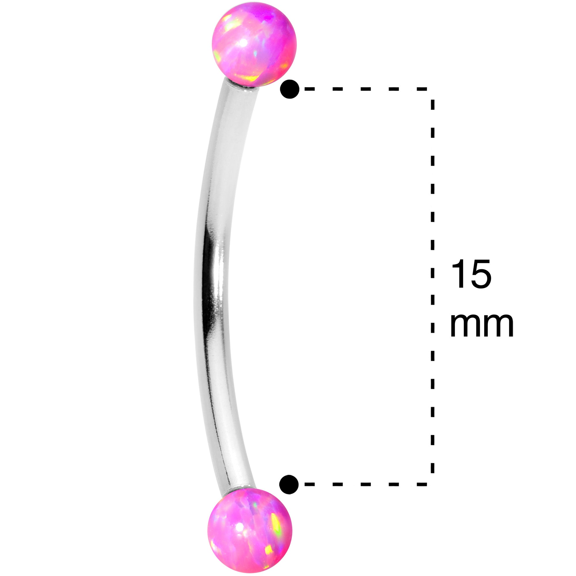 16G 9/16 3mm Pink Synthetic Opal Curved Barbell