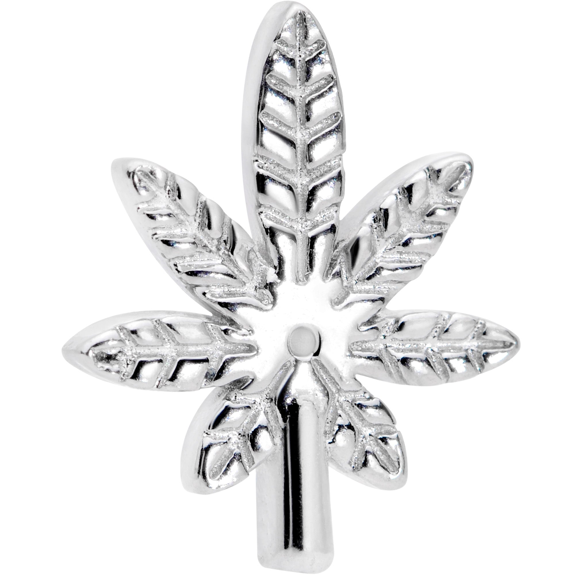16G 1/4 Textured Marijuana Pot Leaf Cartilage Tragus Earring