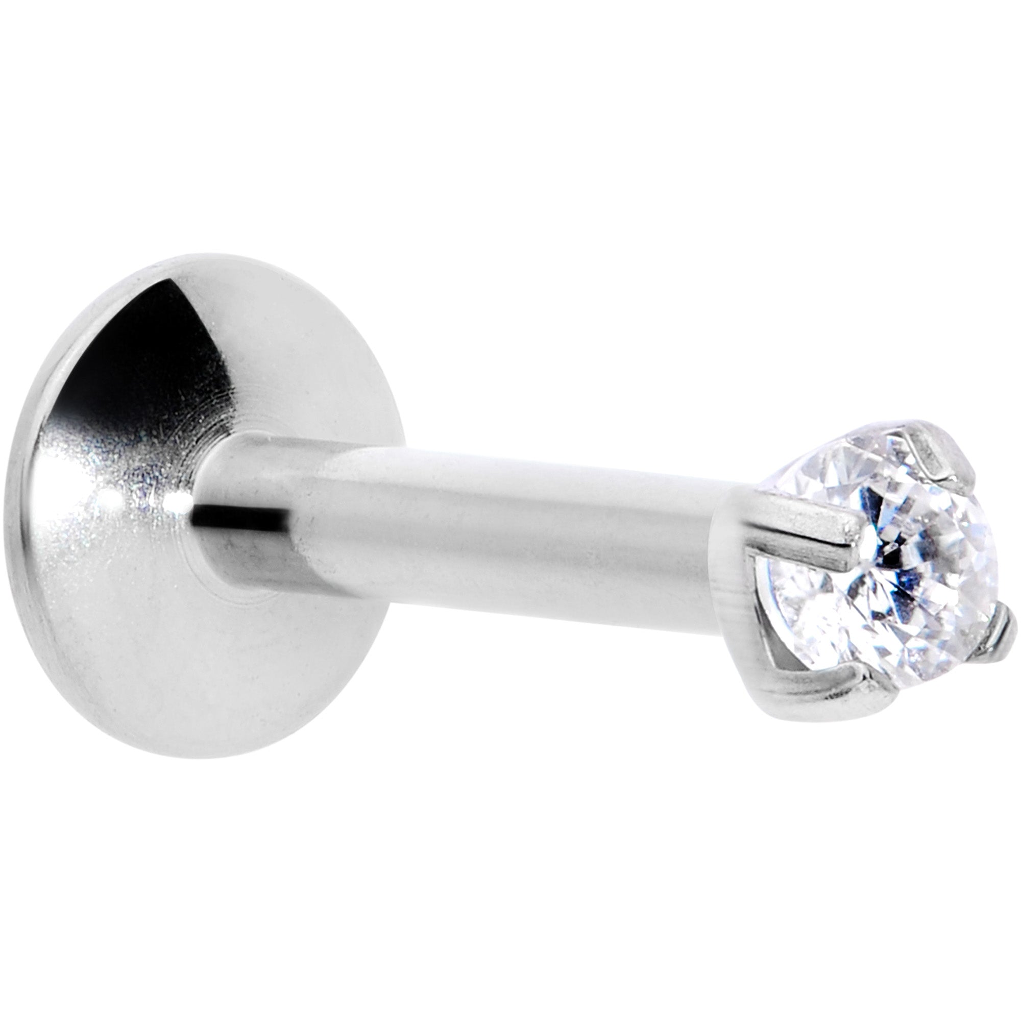 16G 1/4 2mm CZ G23 Titanium Internally Threaded Labret