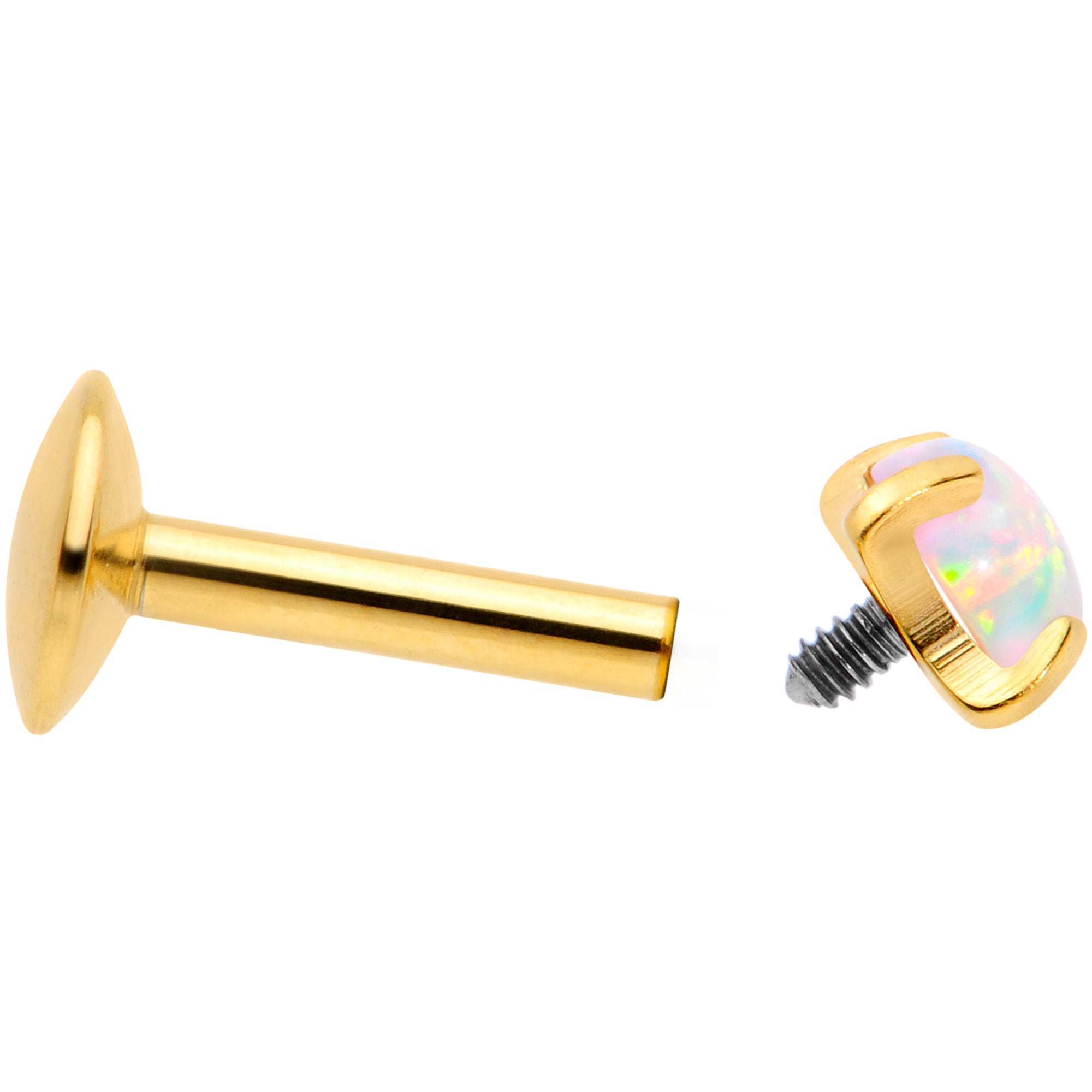 16G 1/4 3mm Syn Opal Gold G23 Titanium Internal Thread Labret