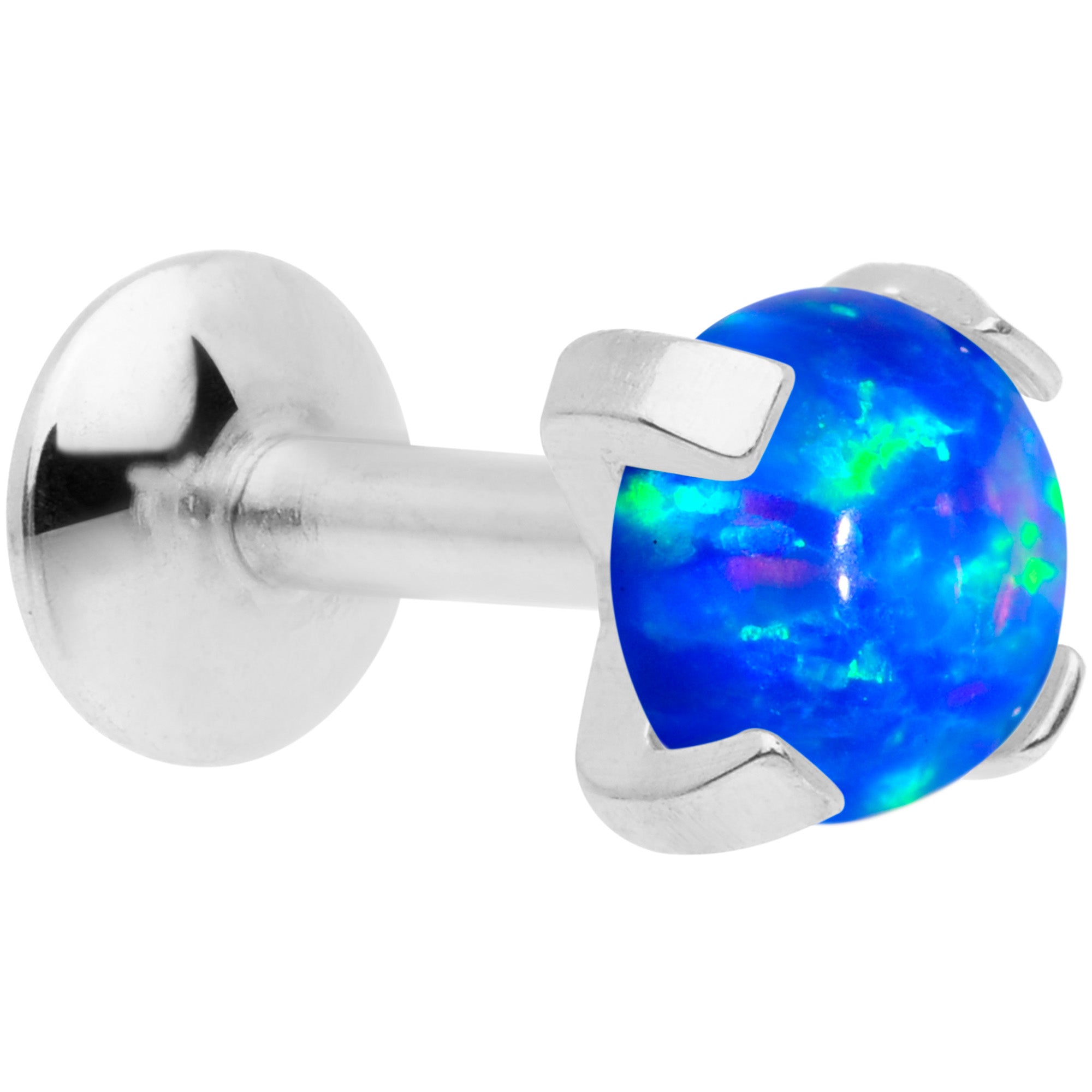 16G 1/4 4mm Blue Syn Opal G23 Titanium Internal Thread Labret