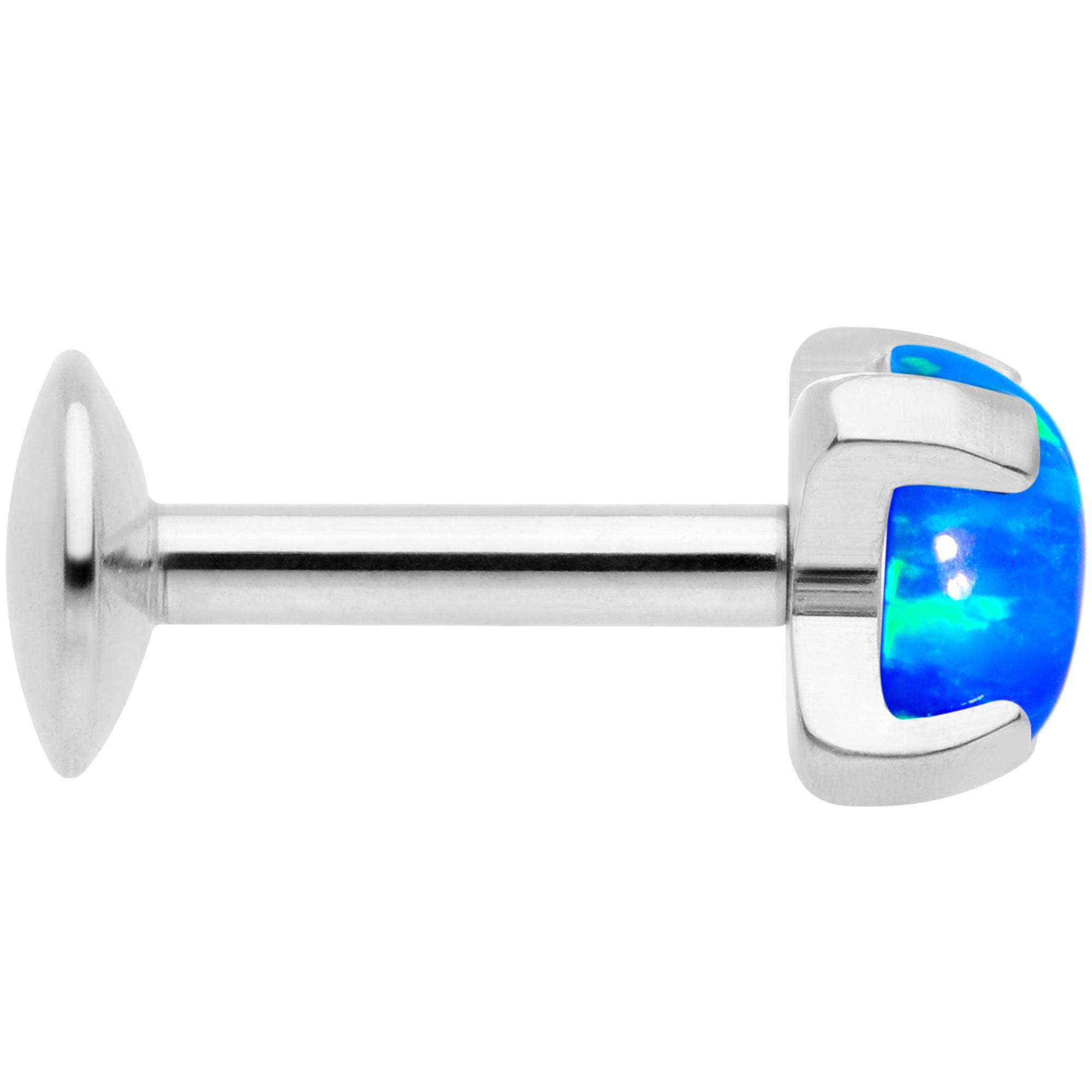 16G 1/4 4mm Blue Syn Opal G23 Titanium Internal Thread Labret