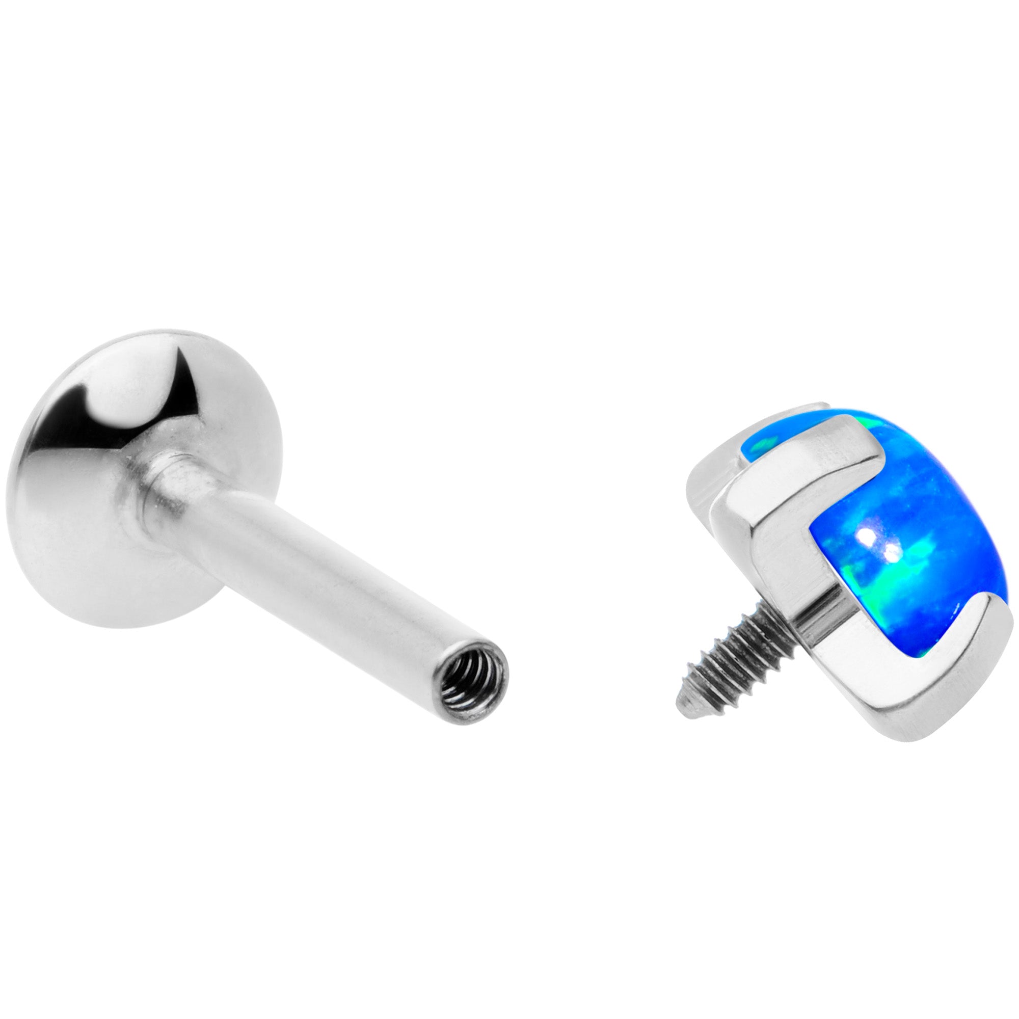 16G 1/4 4mm Blue Syn Opal G23 Titanium Internal Thread Labret