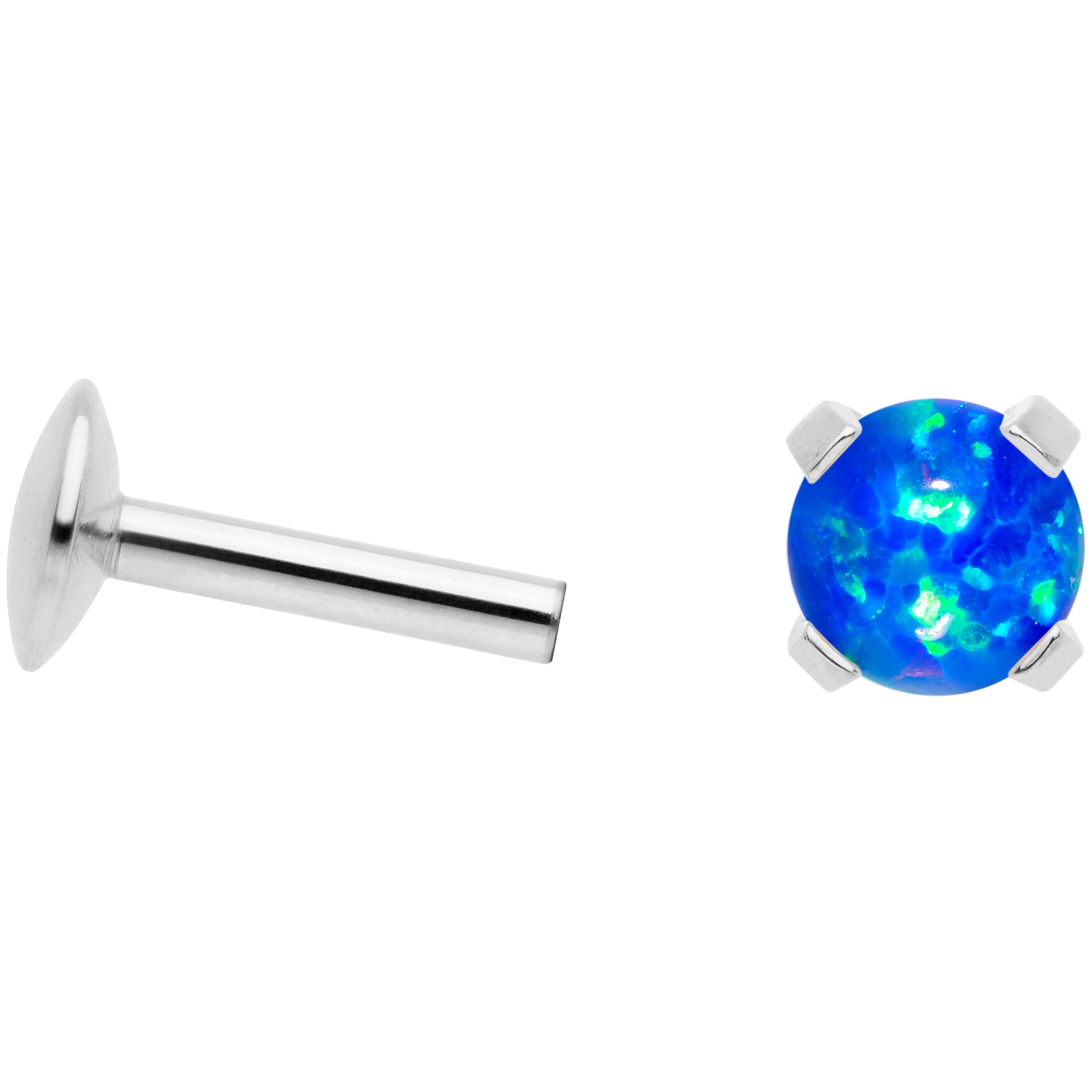 16G 1/4 4mm Blue Syn Opal G23 Titanium Internal Thread Labret
