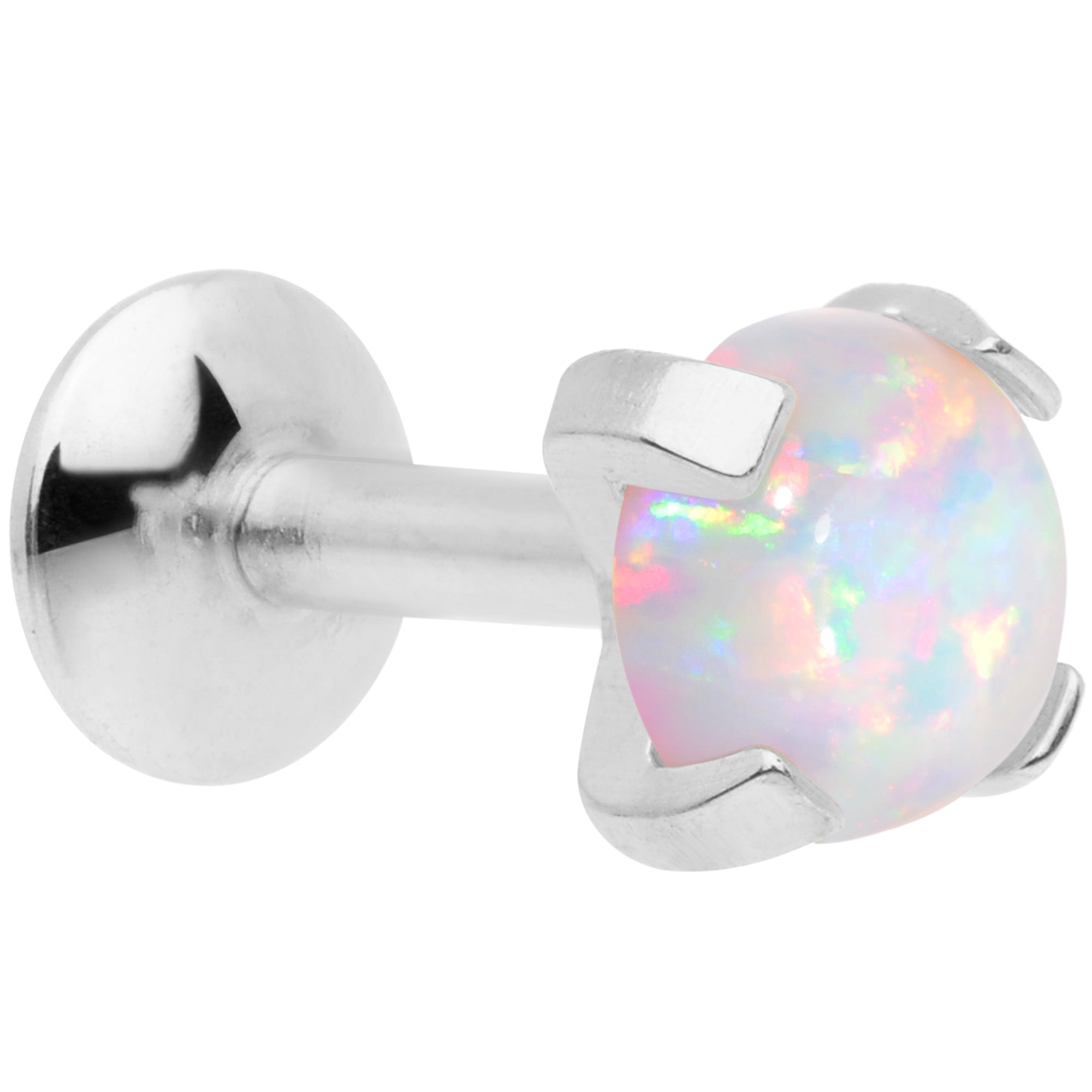 16G 1/4 4mm White Syn Opal G23 Titanium Internal Thread Labret