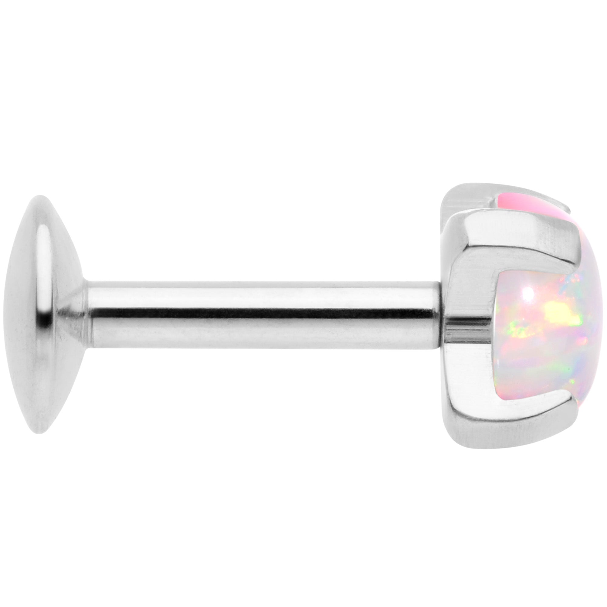 16G 1/4 4mm White Syn Opal G23 Titanium Internal Thread Labret