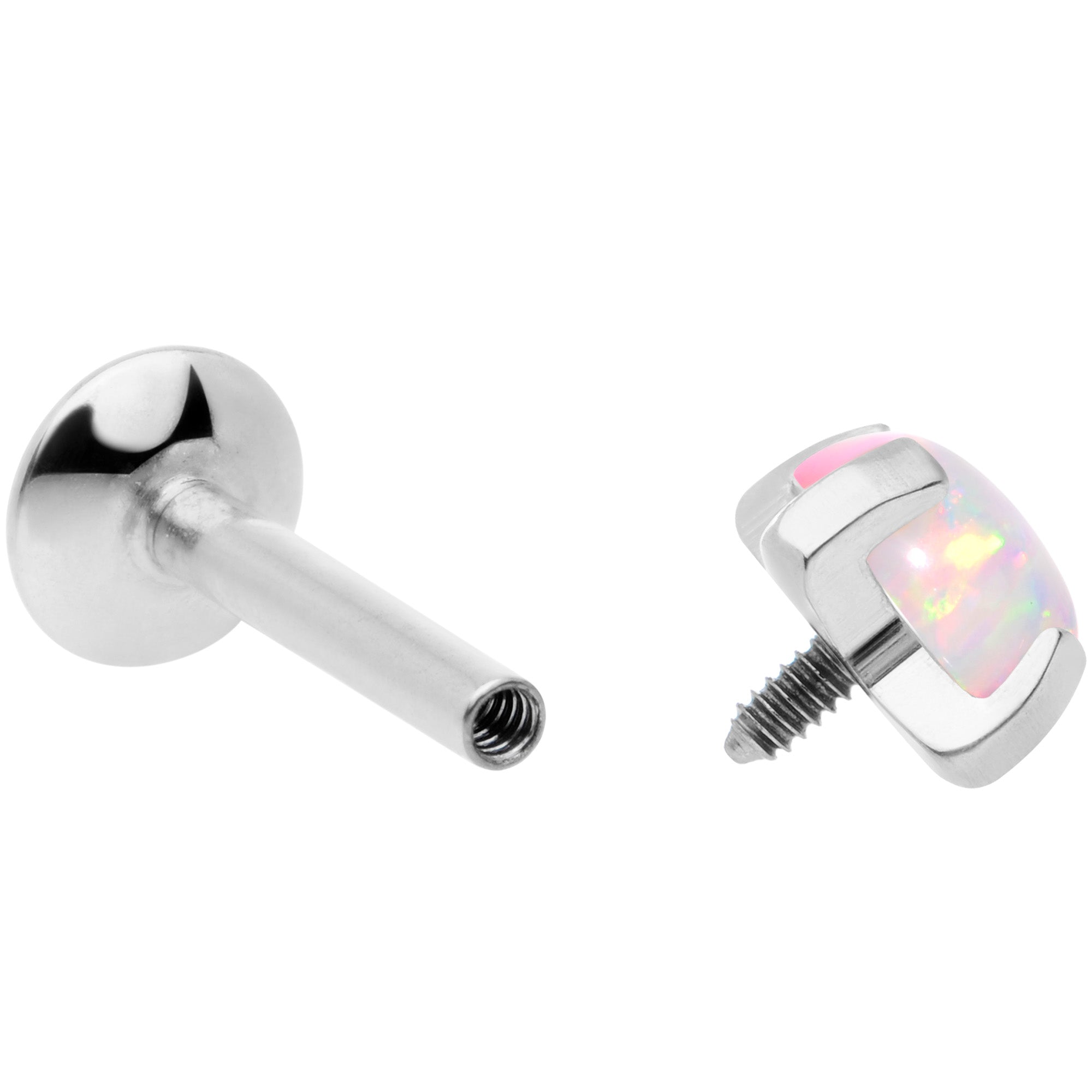 16G 1/4 4mm White Syn Opal G23 Titanium Internal Thread Labret