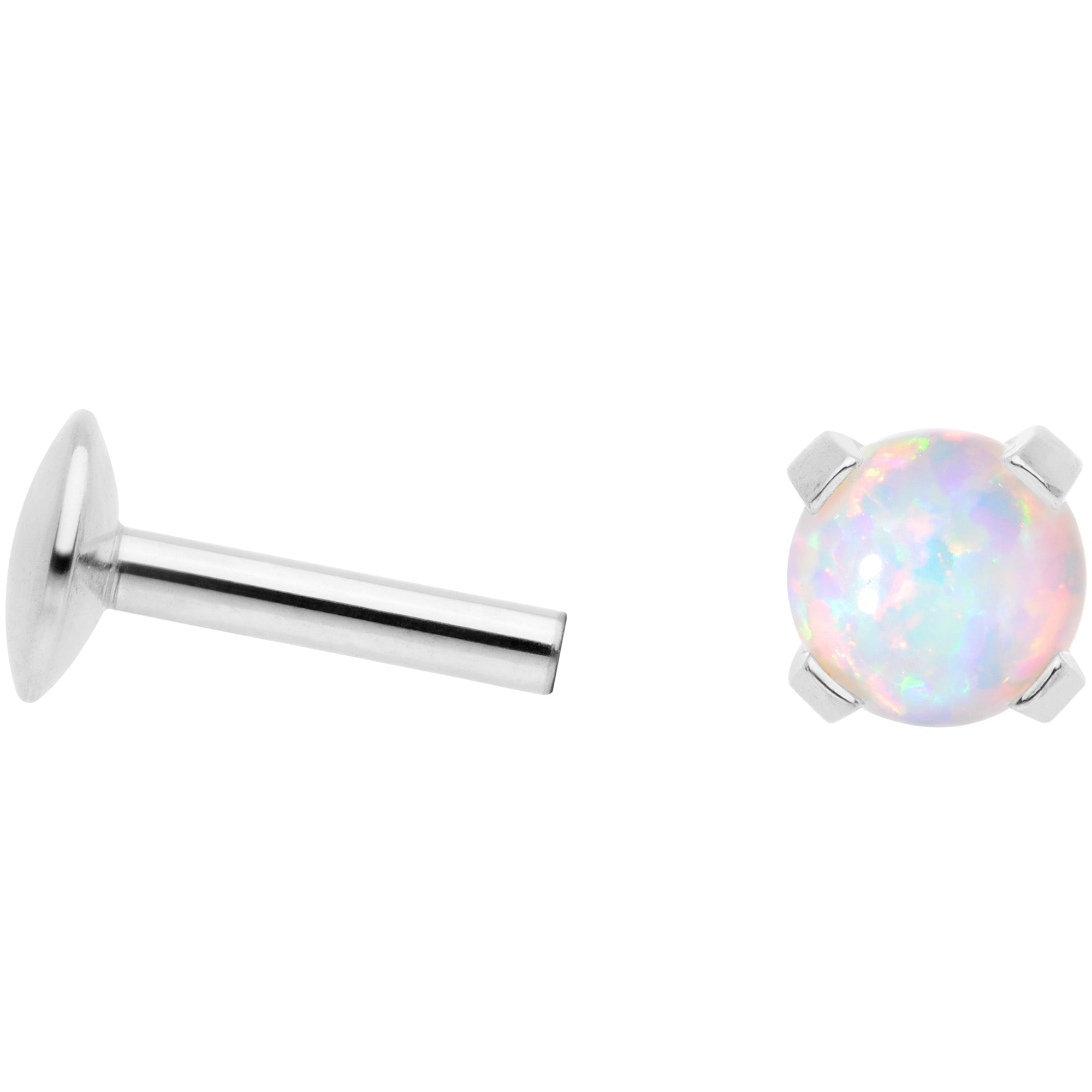 16G 1/4 4mm White Syn Opal G23 Titanium Internal Thread Labret