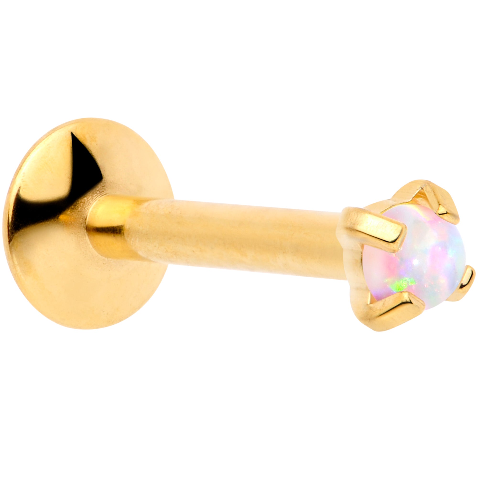 16G 5/16 2mm Syn Opal Gold G23 Titanium Internal Thread Labret
