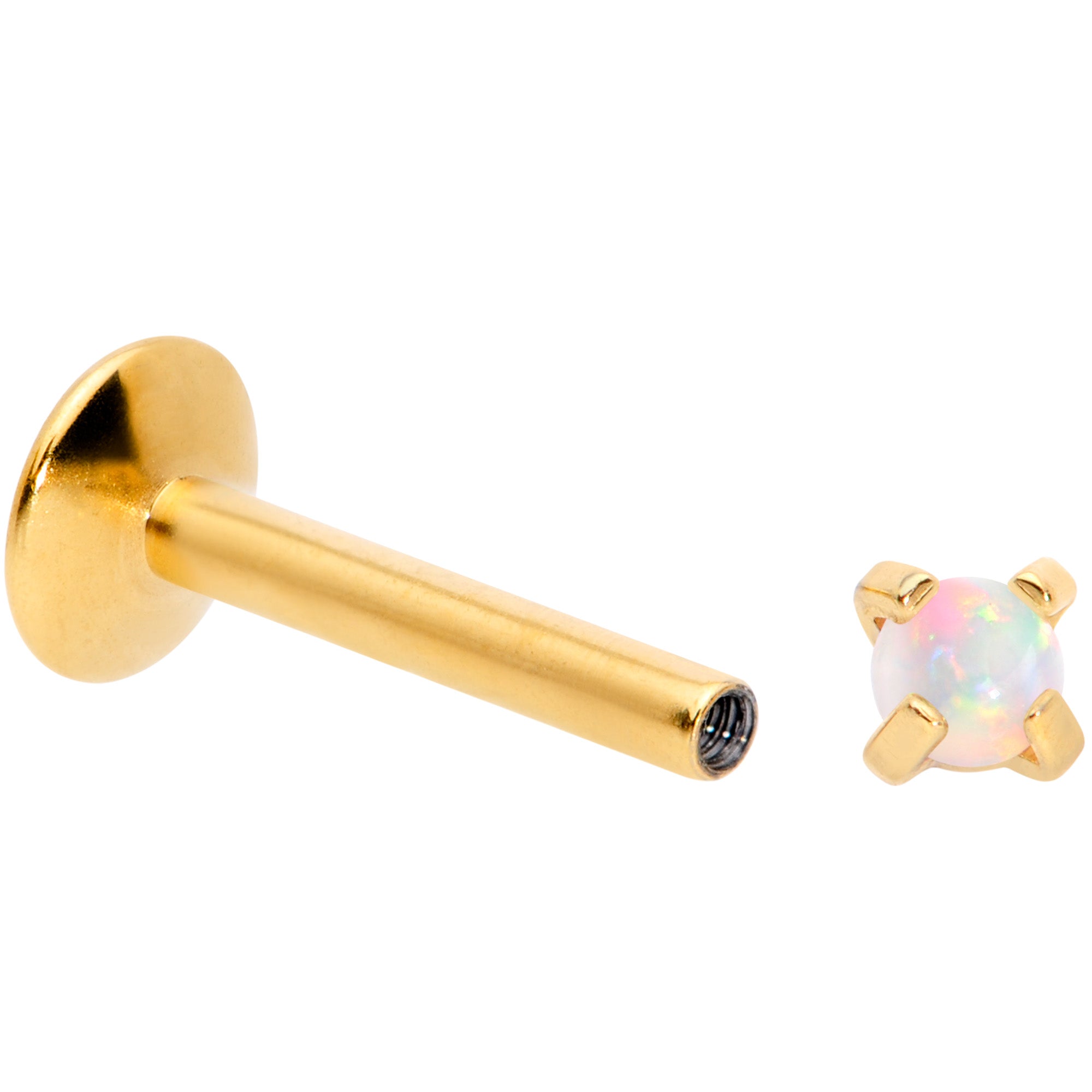 16G 5/16 2mm Syn Opal Gold G23 Titanium Internal Thread Labret
