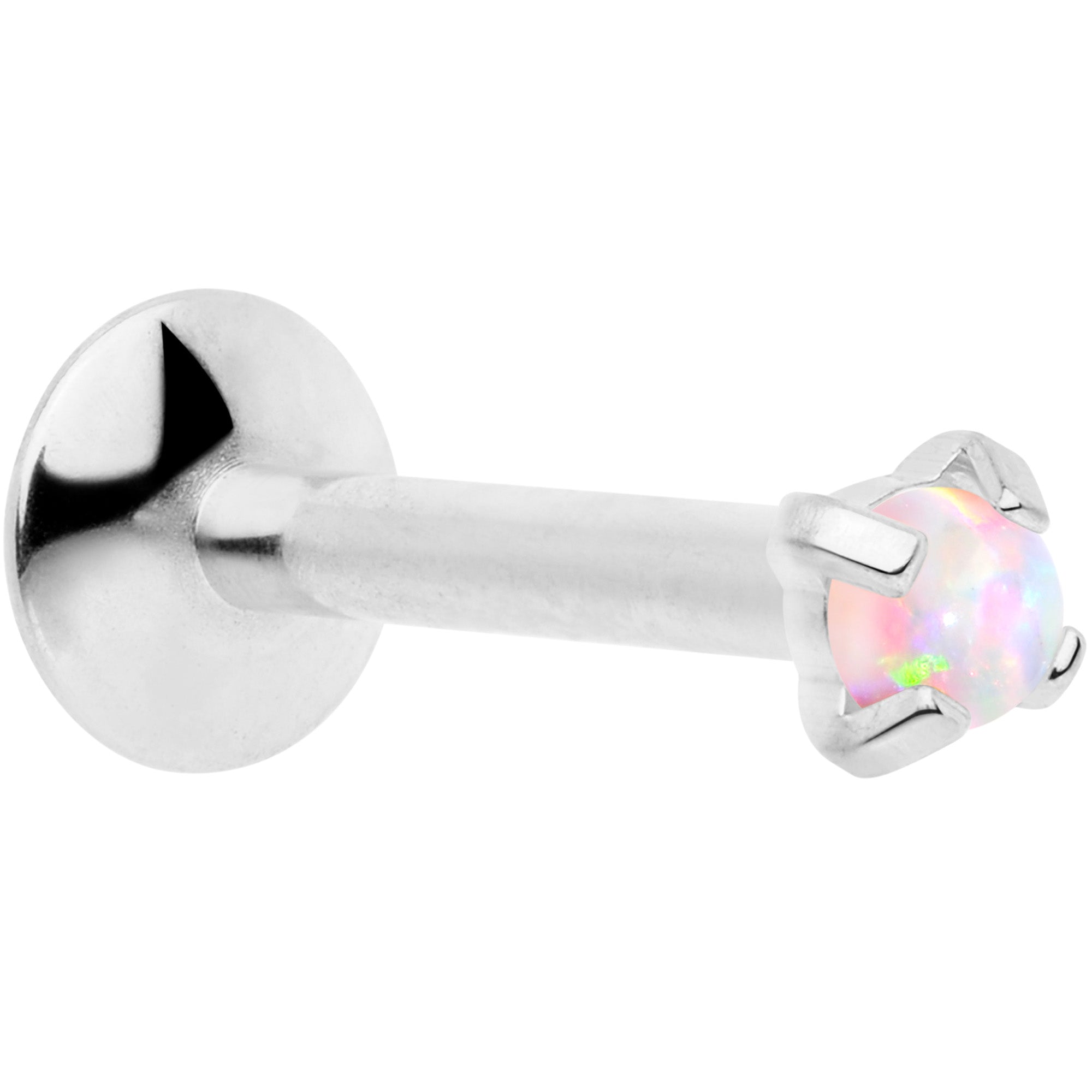 16G 5/16 2mm White Syn Opal G23 Titanium Internal Thread Labret