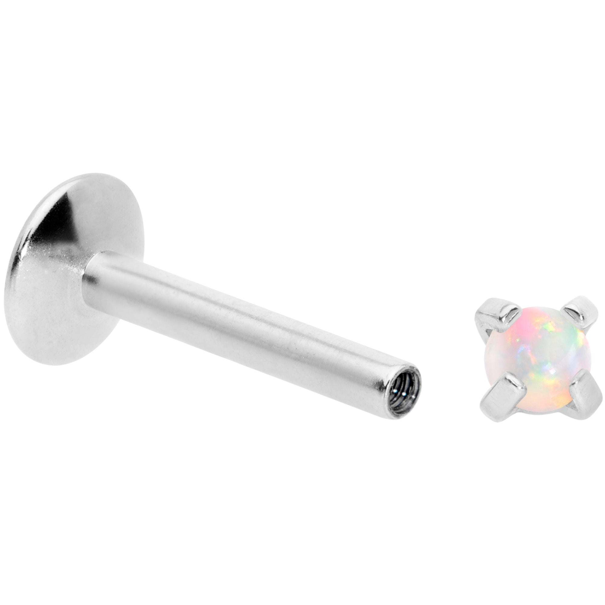 16G 5/16 2mm White Syn Opal G23 Titanium Internal Thread Labret