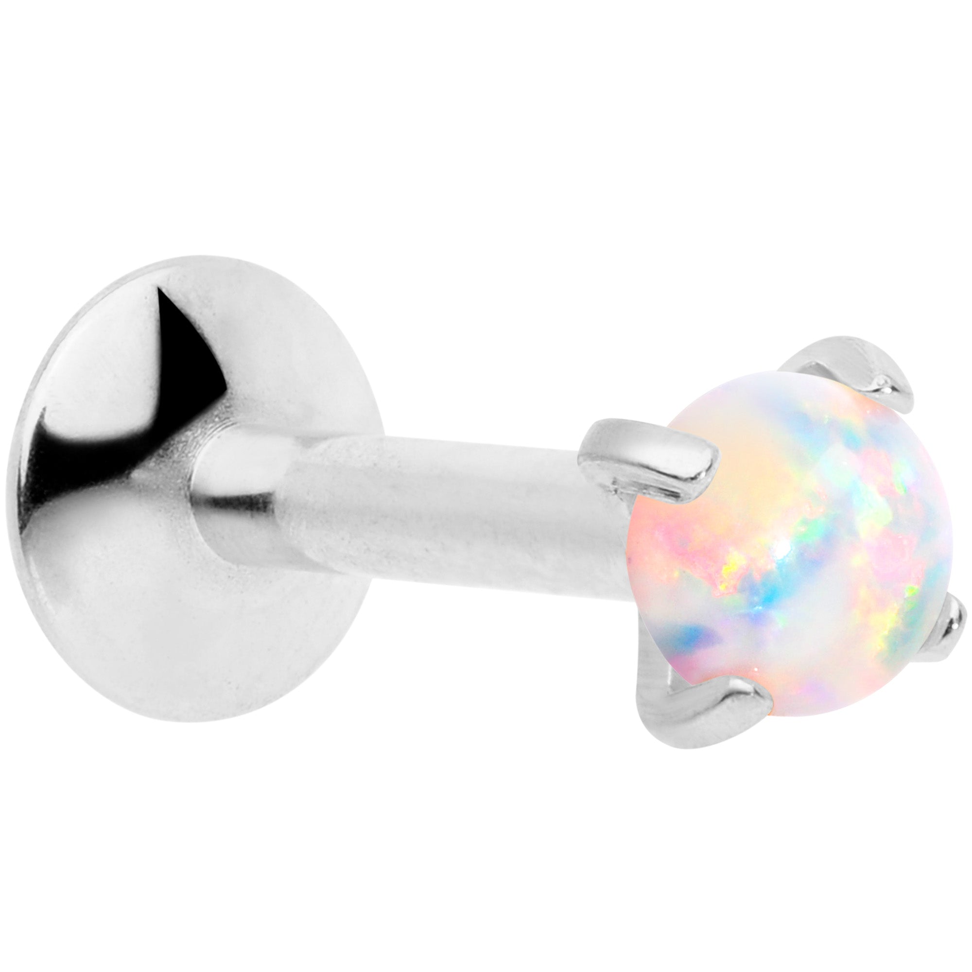 16G 5/16 3mm White Syn Opal G23 Titanium Internal Thread Labret
