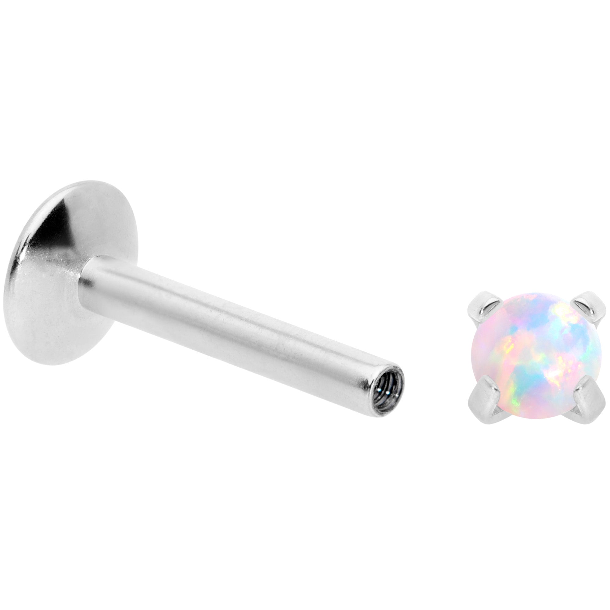 16G 5/16 3mm White Syn Opal G23 Titanium Internal Thread Labret