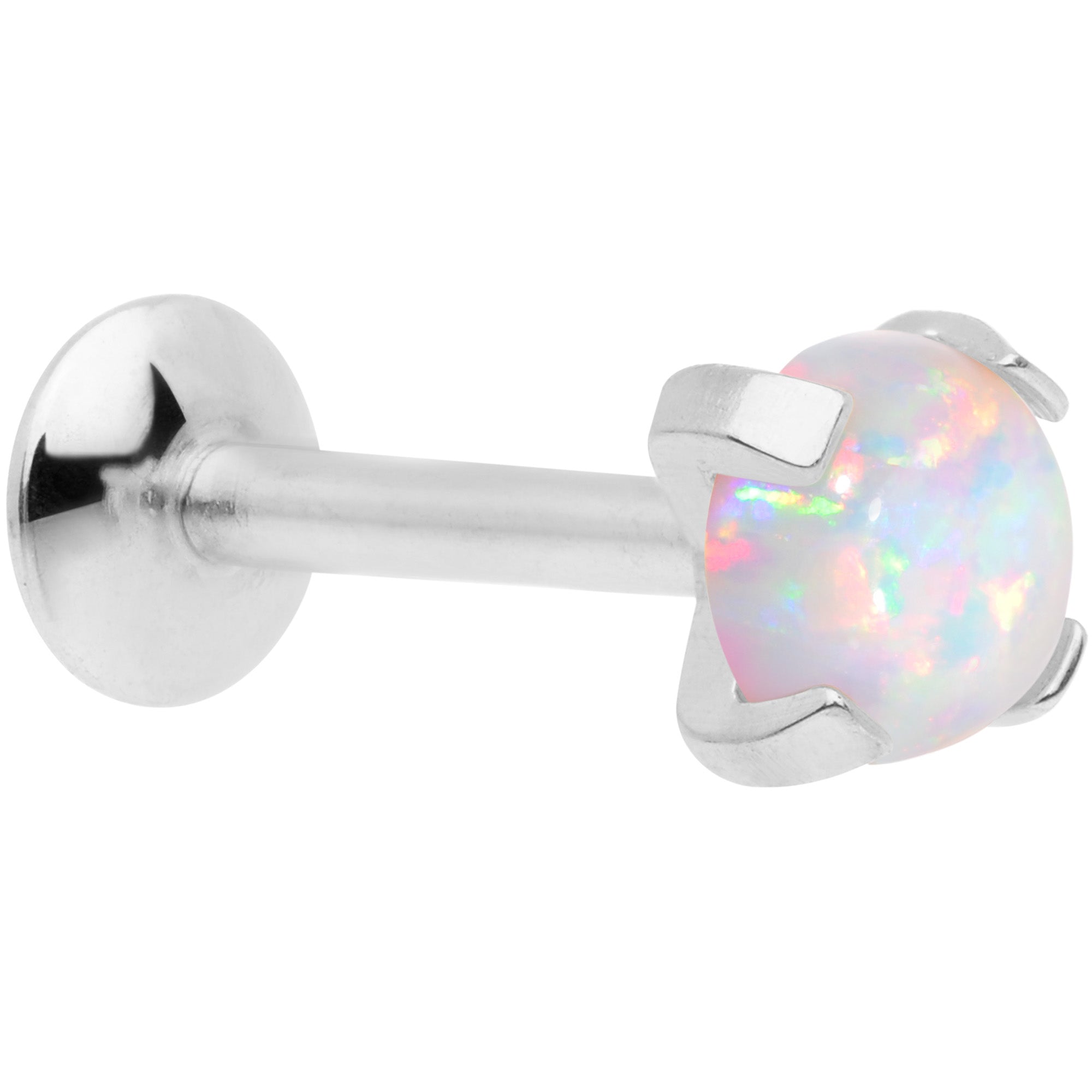 16G 5/16 4mm White Syn Opal G23 Titanium Internal Thread Labret