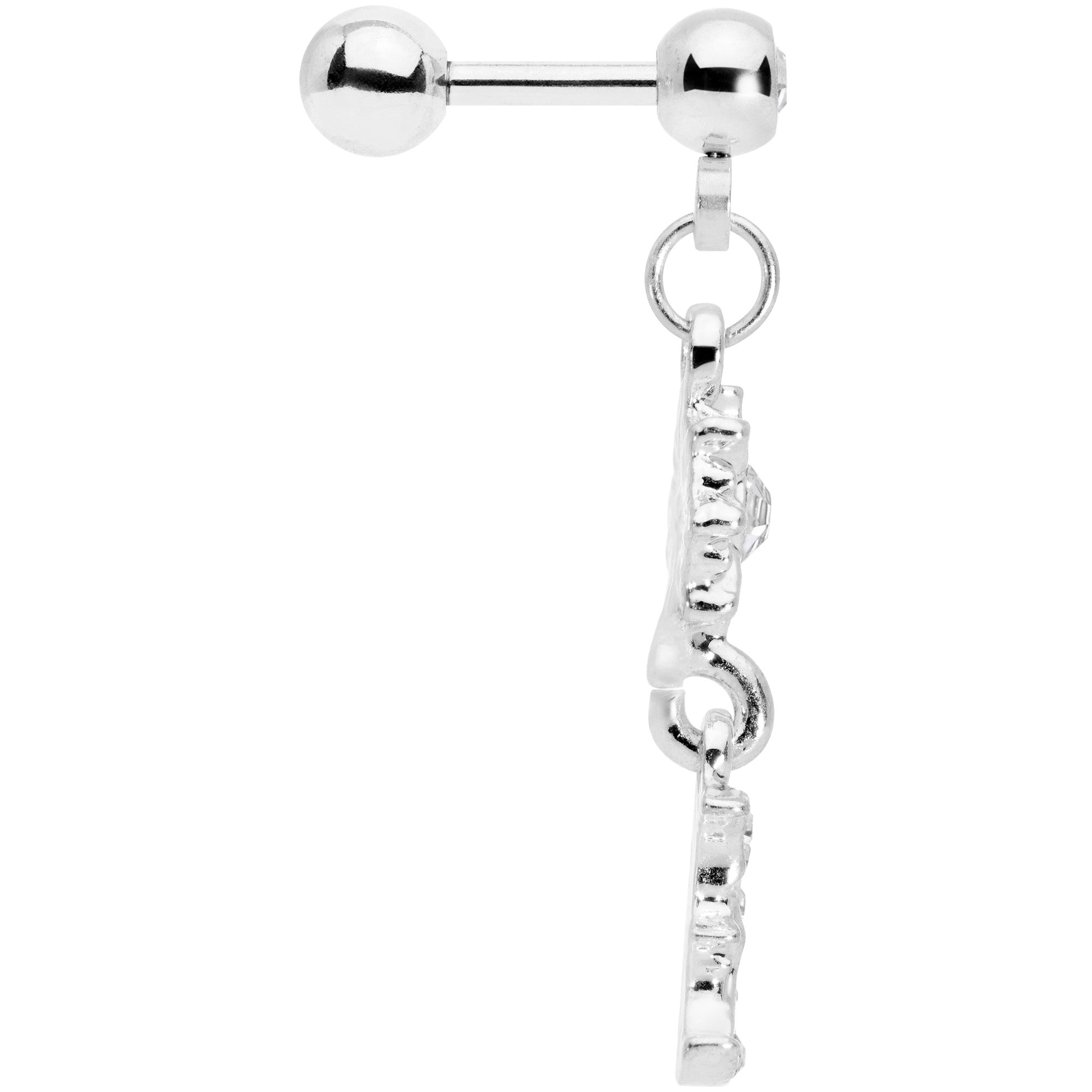 16G 1/4 Clear Gem Moon Dangle Cartilage Tragus