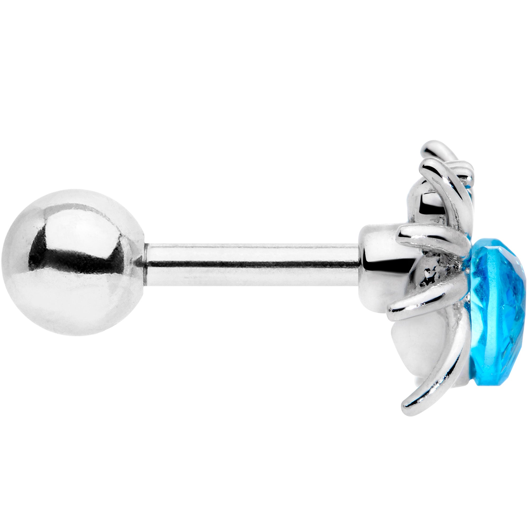 16G 1/4 Aqua Gem Heart Spider Cartilage Tragus