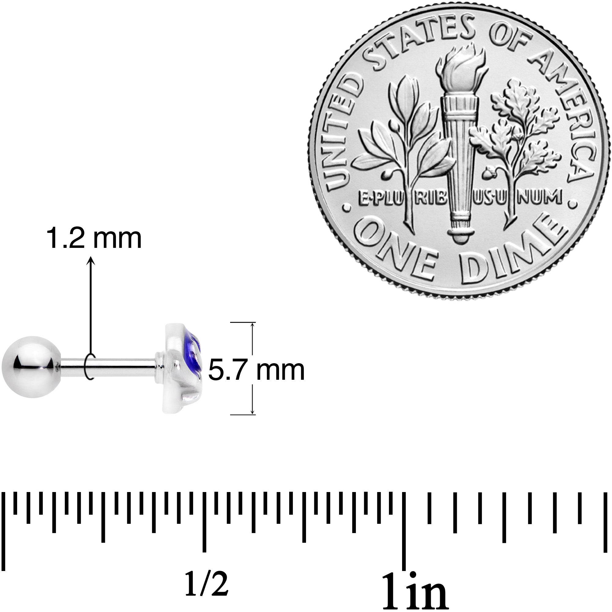 16G 1/4 Clear Black Gem Planet Stars Cartilage Tragus Set of 3