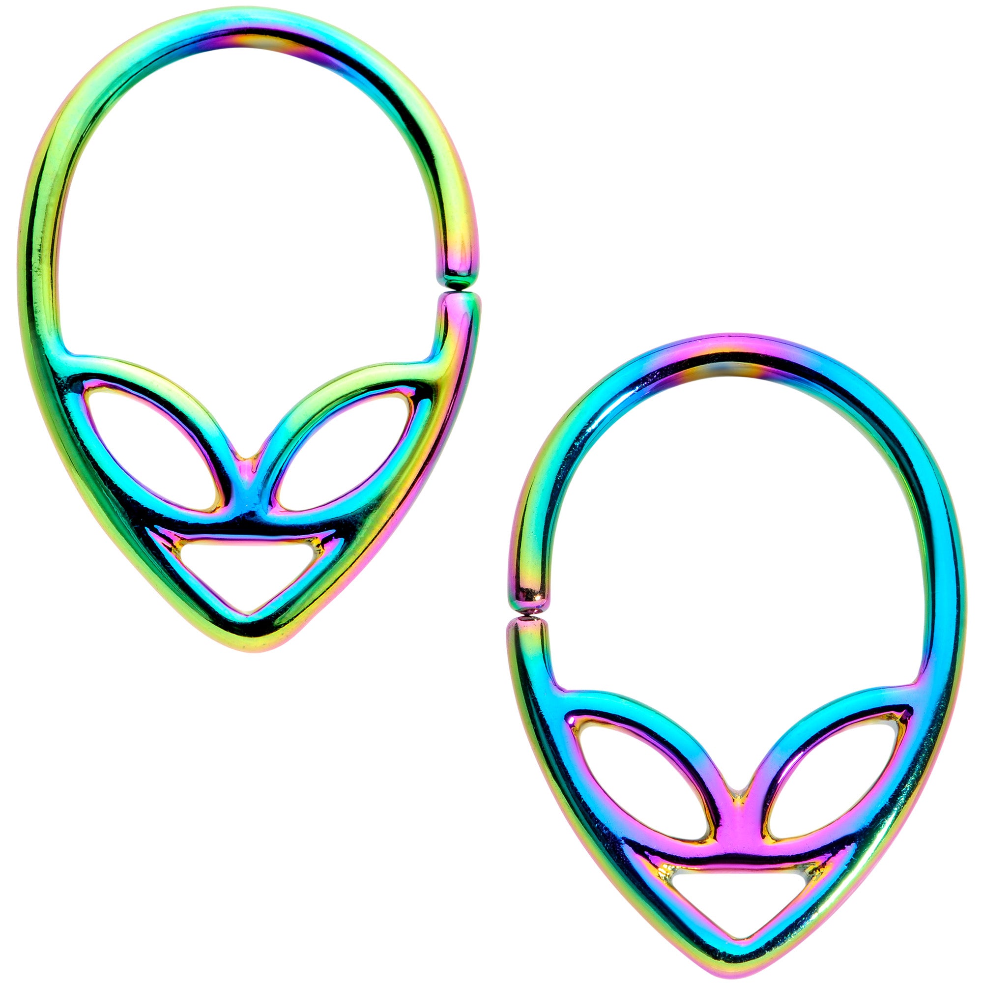 14G 1/2 Rainbow UFO Alien Nipple Ring Set