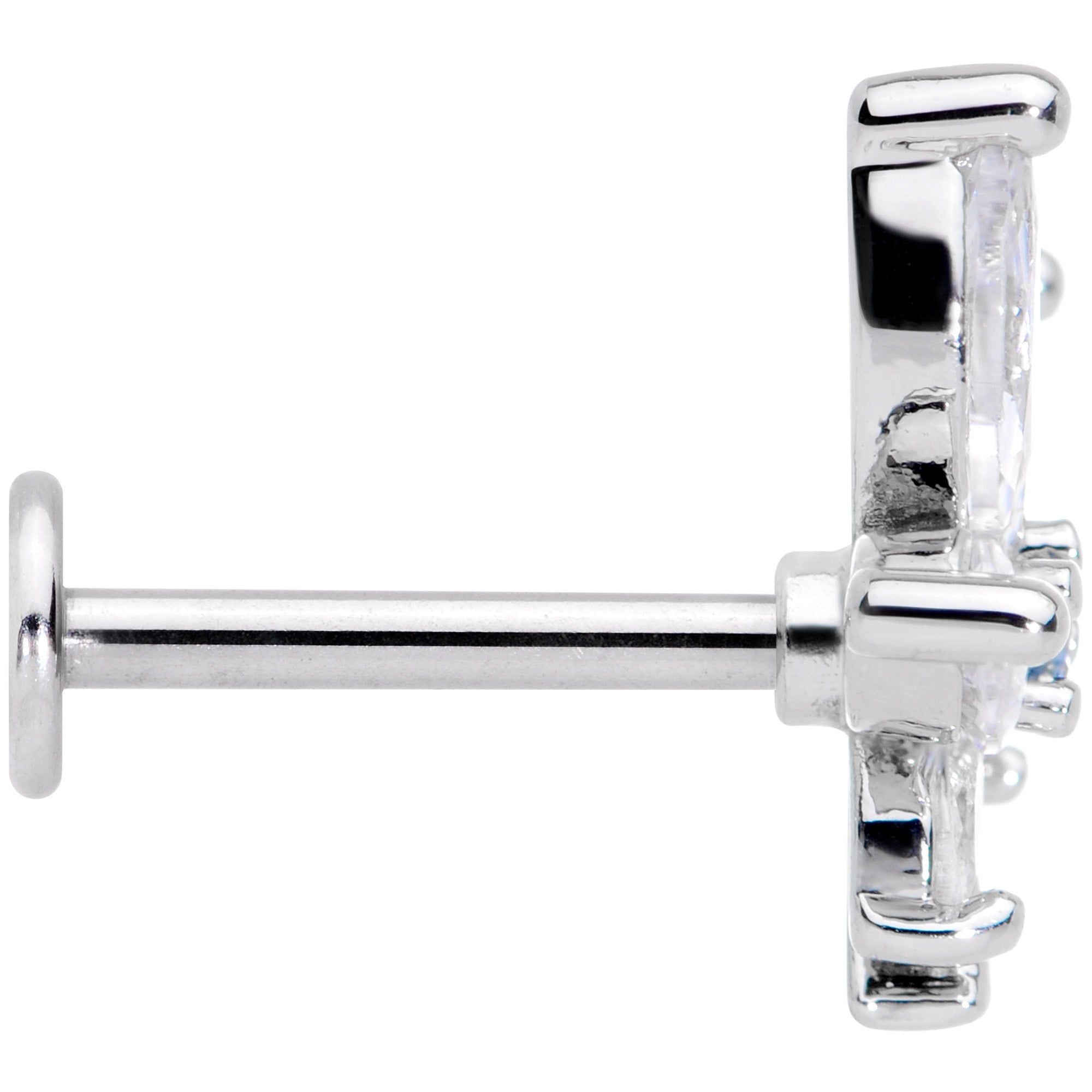 16G 5/16 Clear Blue CZ Gem Marijuana Leaf Labret Monroe Tragus