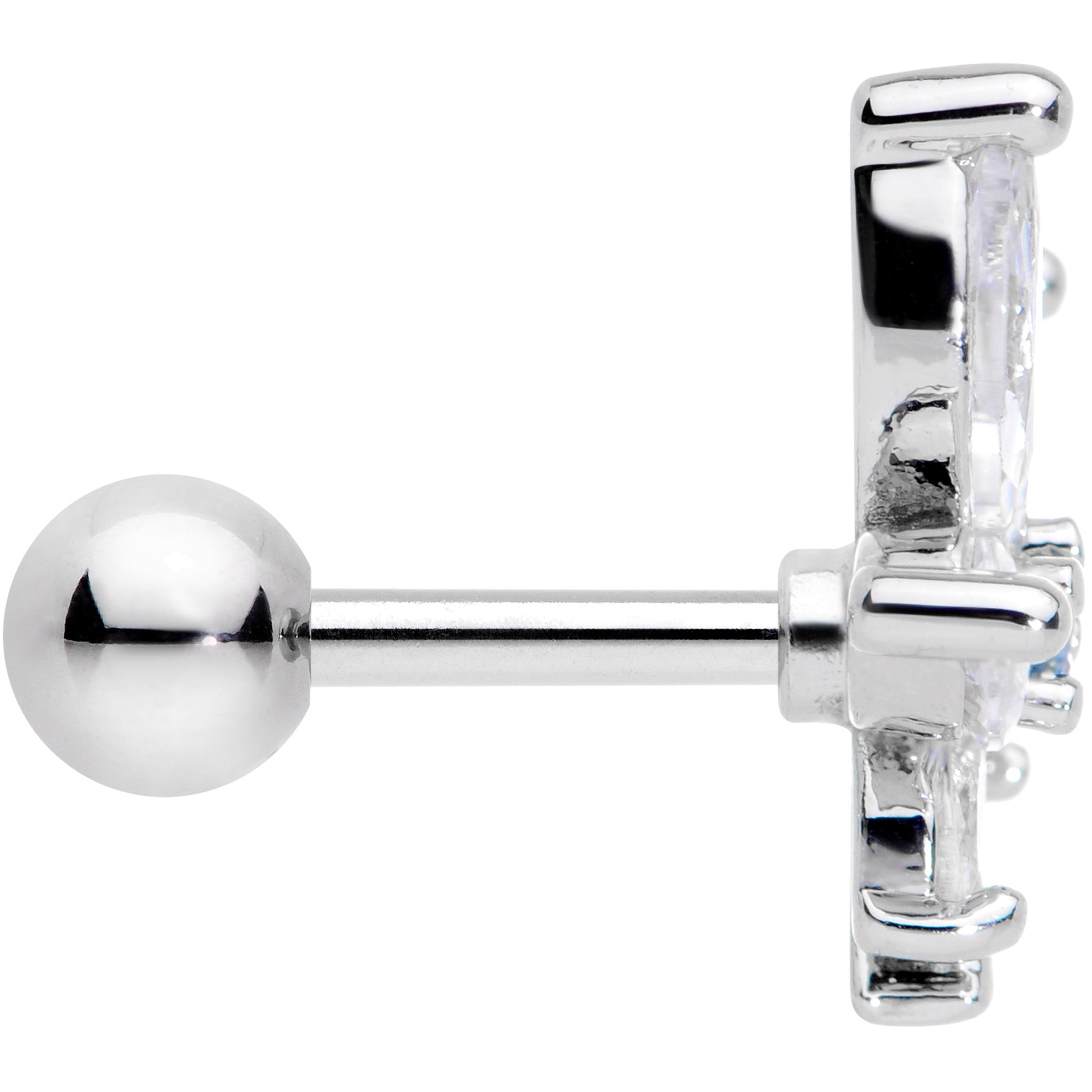 16G 1/4 Clear Blue CZ Gem Marijuana Leaf Labret Monroe Tragus