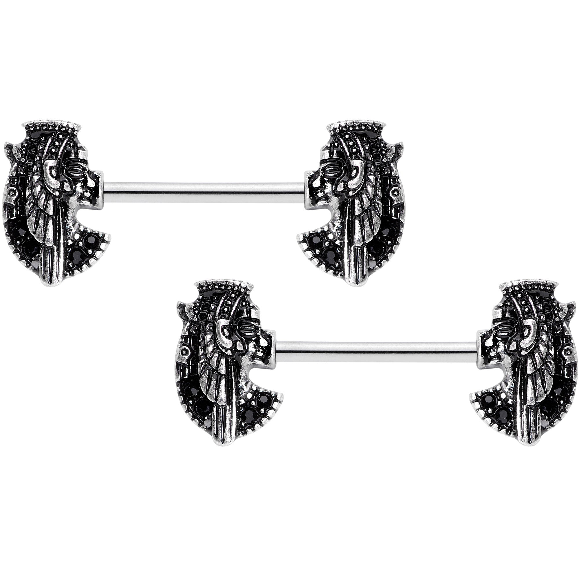 14G 9/16 Grand Ruler Anubis Egyptian Nipple Ring Set