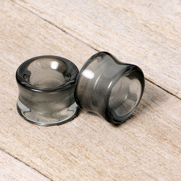 Translucent Black Glass Tunnel Plug Set BodyCandy