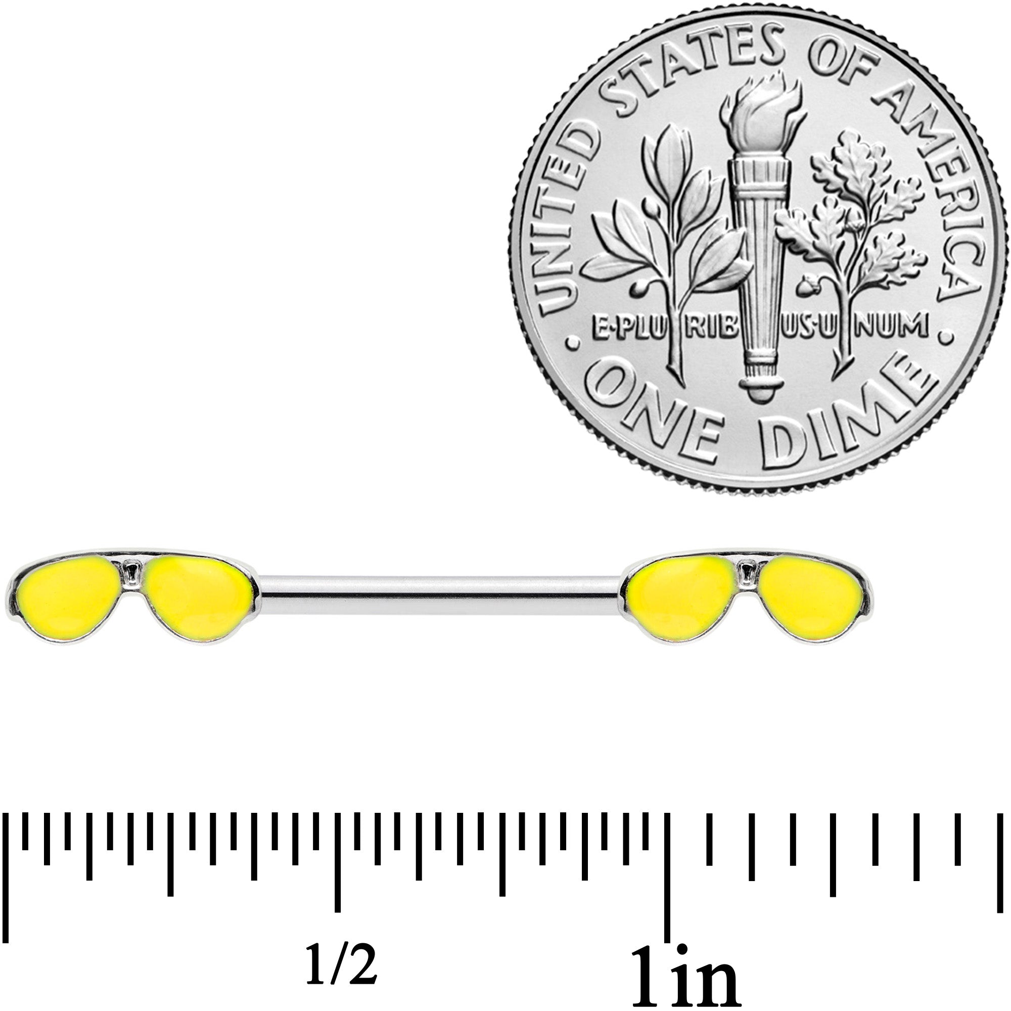 14G 9/16 Yellow Aviator Sunglasses Barbell Nipple Ring Set