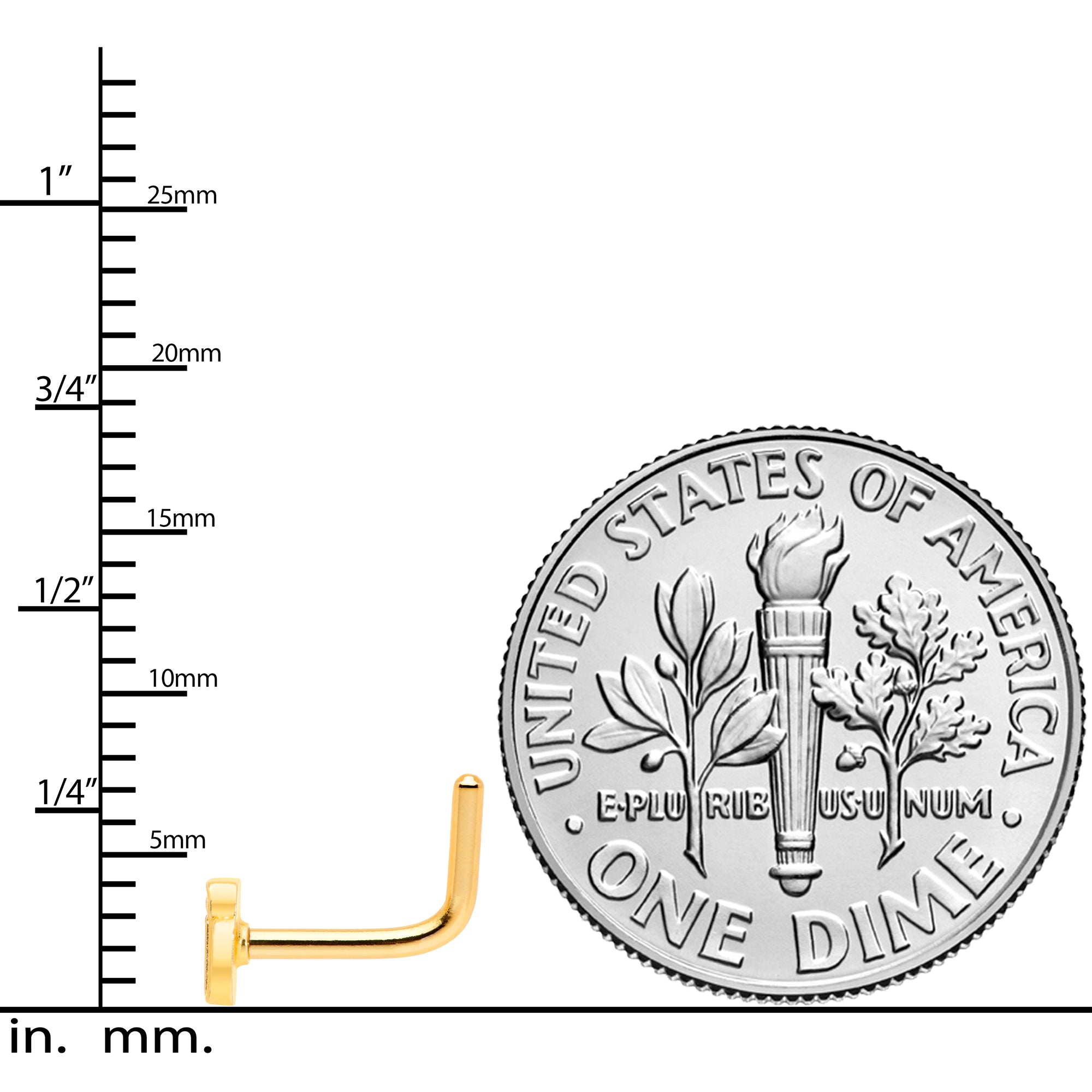18G 5/16 Gold Tone Happy Hour Beer Mug L Shaped Nose Ring