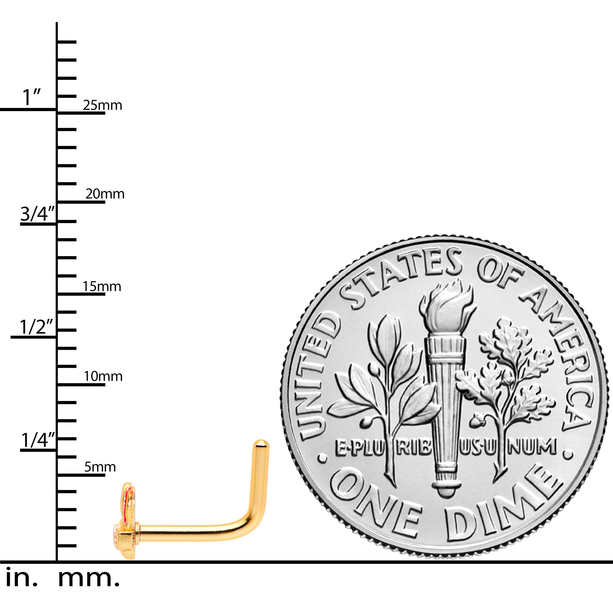 18G 5/16 Pink Gold Tone Nerdy Easter Bunny L Shaped Nose Ring
