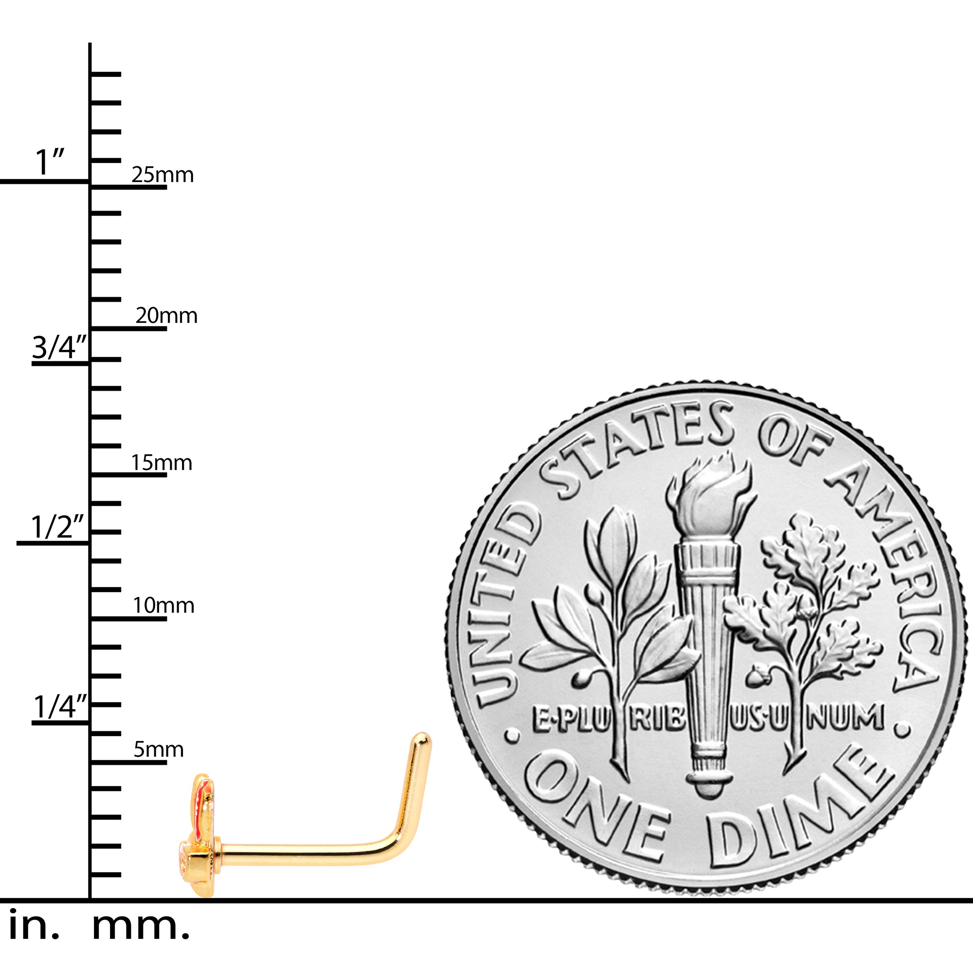 20G 5/16 Pink Gold Tone Nerdy Easter Bunny L Shaped Nose Ring