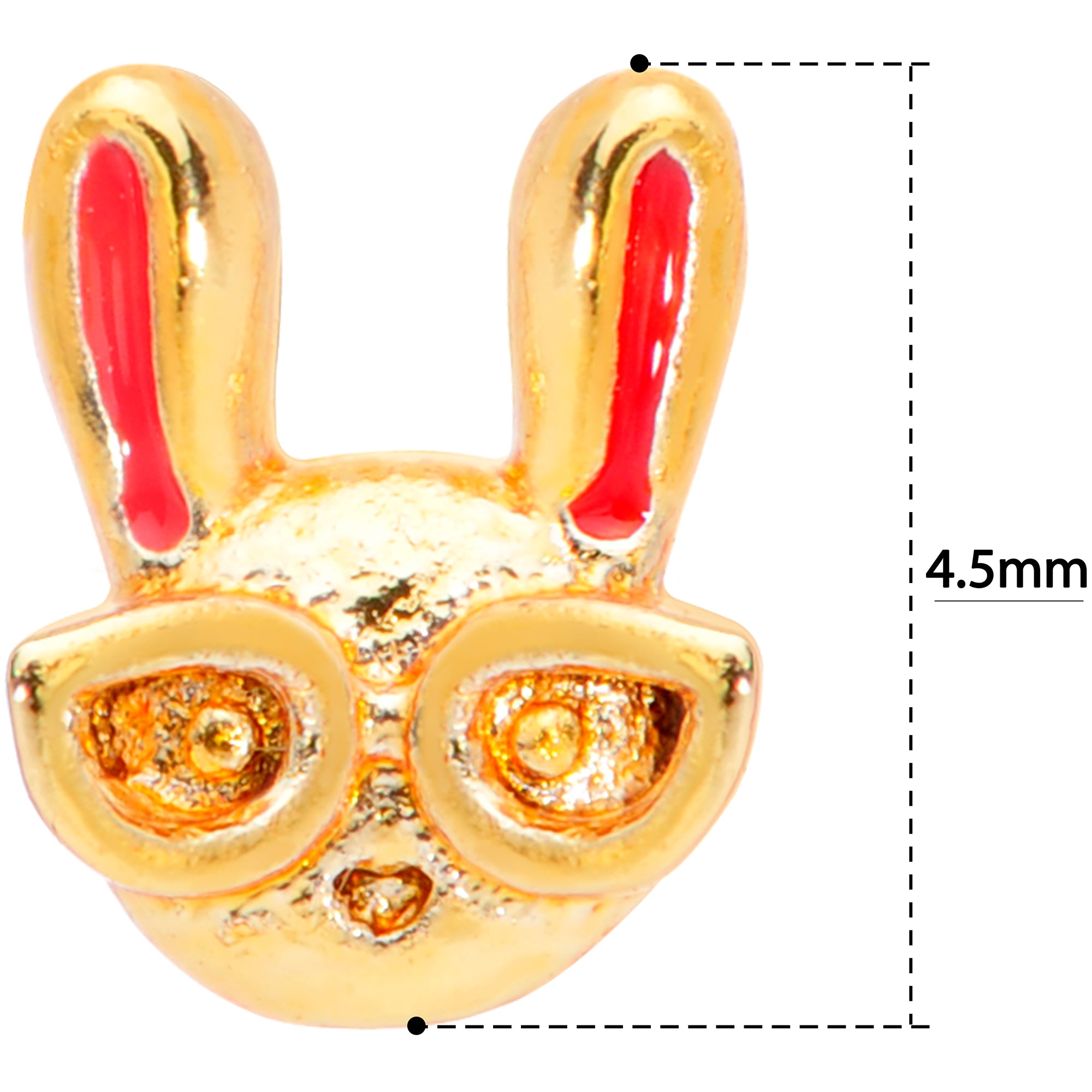 20G 5/16 Pink Gold Tone Nerdy Easter Bunny L Shaped Nose Ring