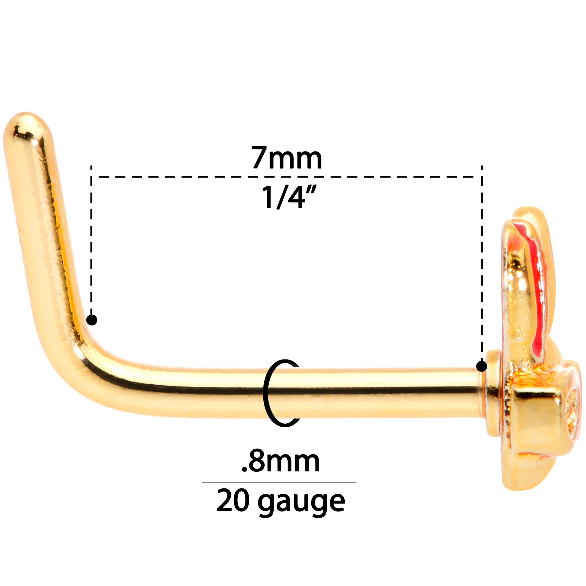 20G 5/16 Pink Gold Tone Nerdy Easter Bunny L Shaped Nose Ring