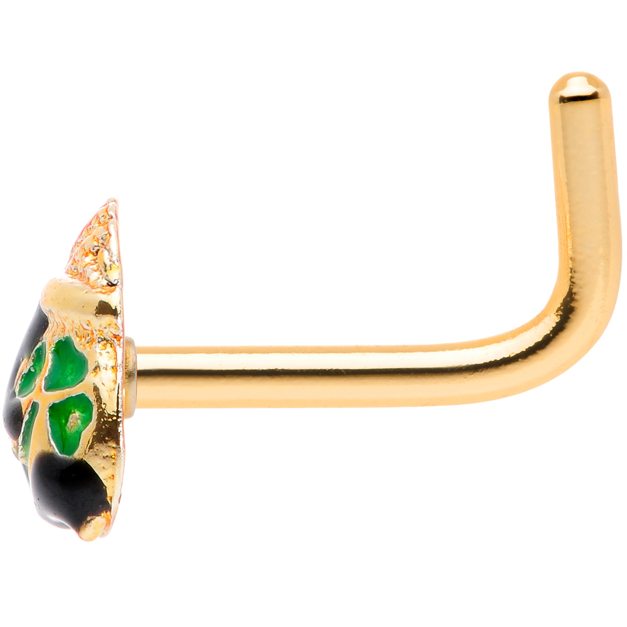 18G 5/16 Gold Tone St Patricks Day Pot O Gold L Shaped Nose Ring