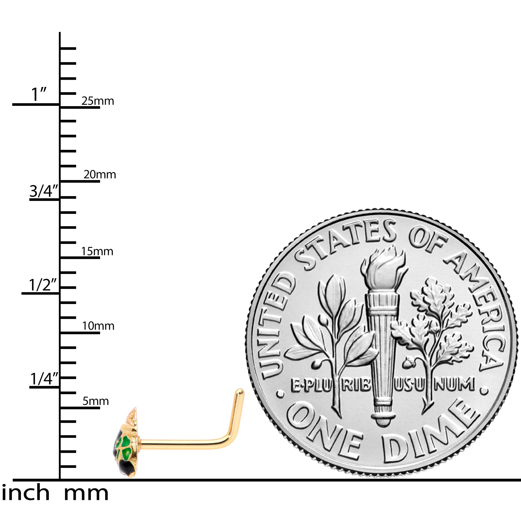 20G 5/16 Gold Tone St Patricks Day Pot O Gold L Shaped Nose Ring