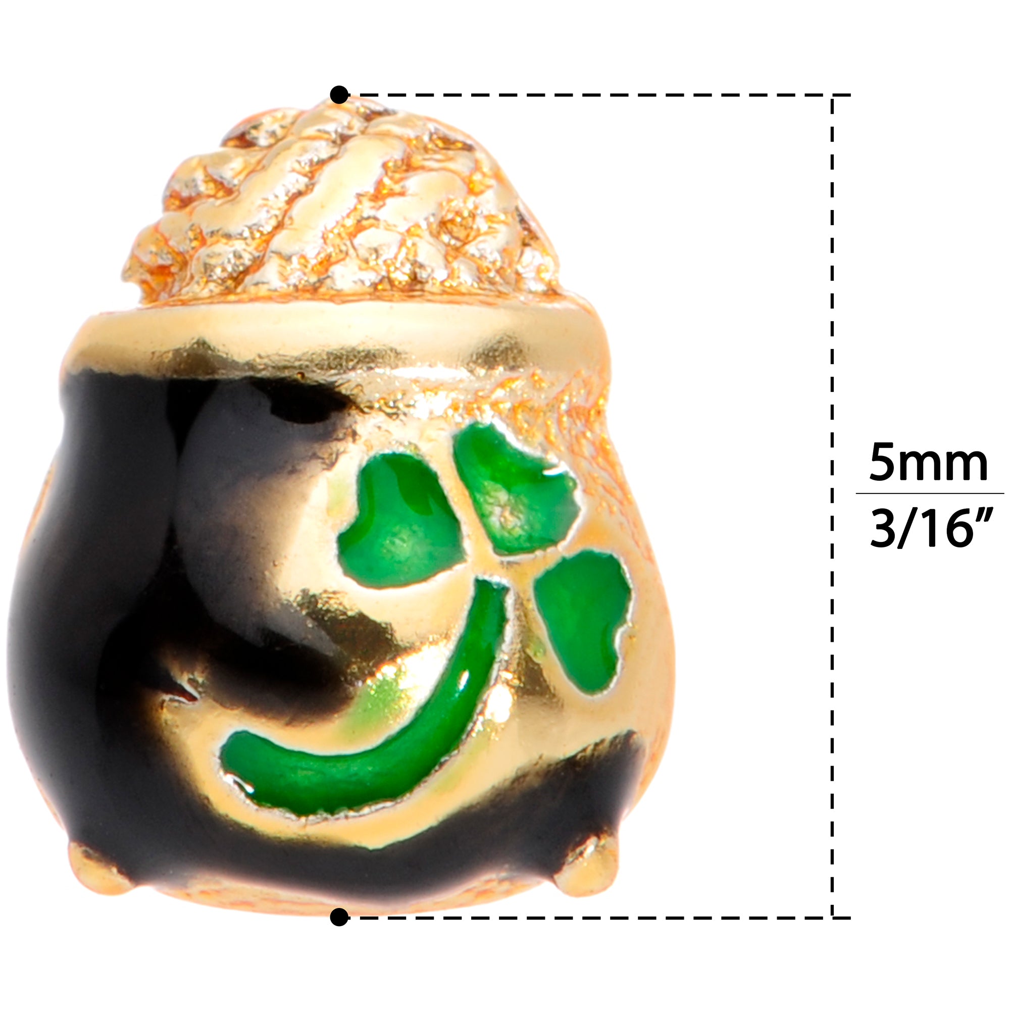 20G 5/16 Gold Tone St Patricks Day Pot O Gold L Shaped Nose Ring