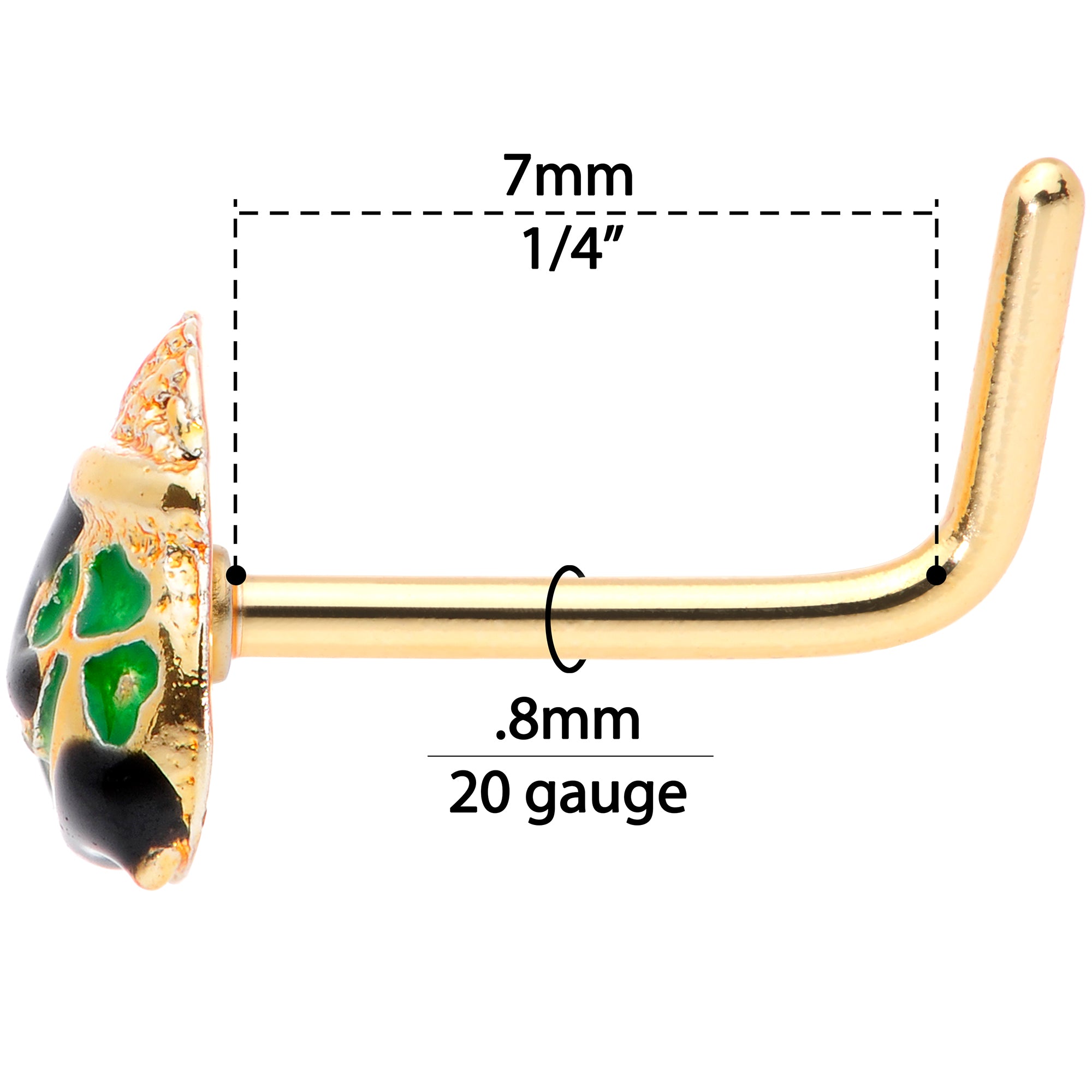 20G 5/16 Gold Tone St Patricks Day Pot O Gold L Shaped Nose Ring